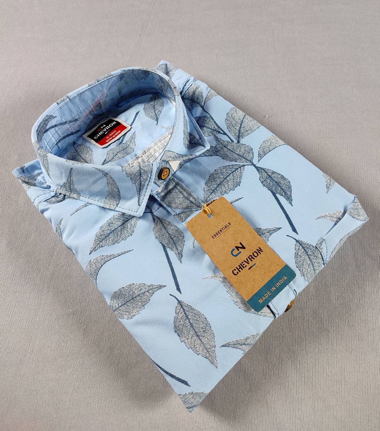 Chevron Men Printed Casual Light Blue Shirt - Image 4