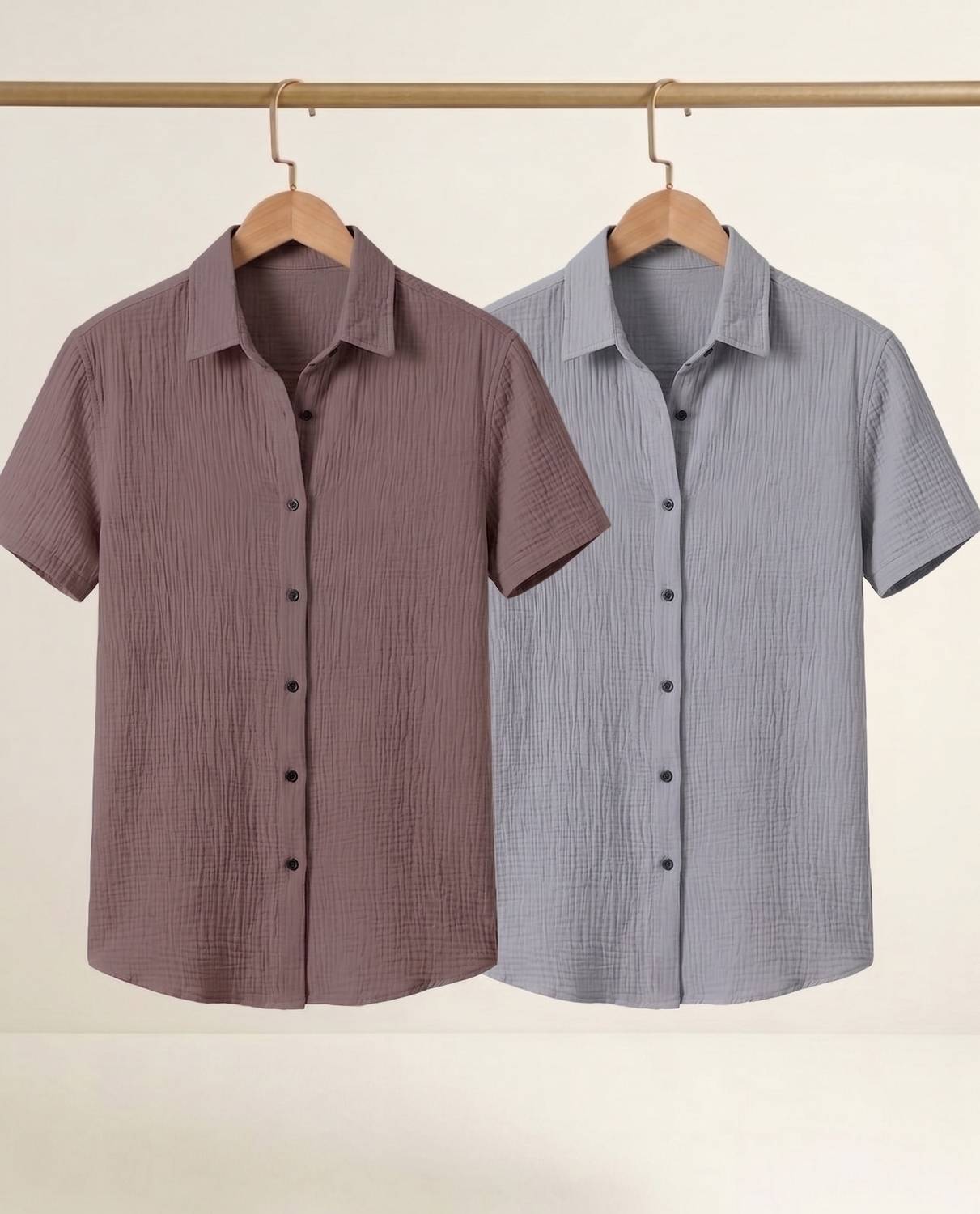 TIGERSNAKE Men Casual Grey, Khaki Shirt