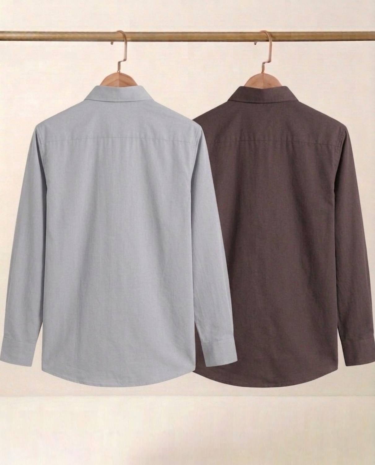TIGERSNAKE Men Solid Casual Grey, Brown Shirt - Image 2