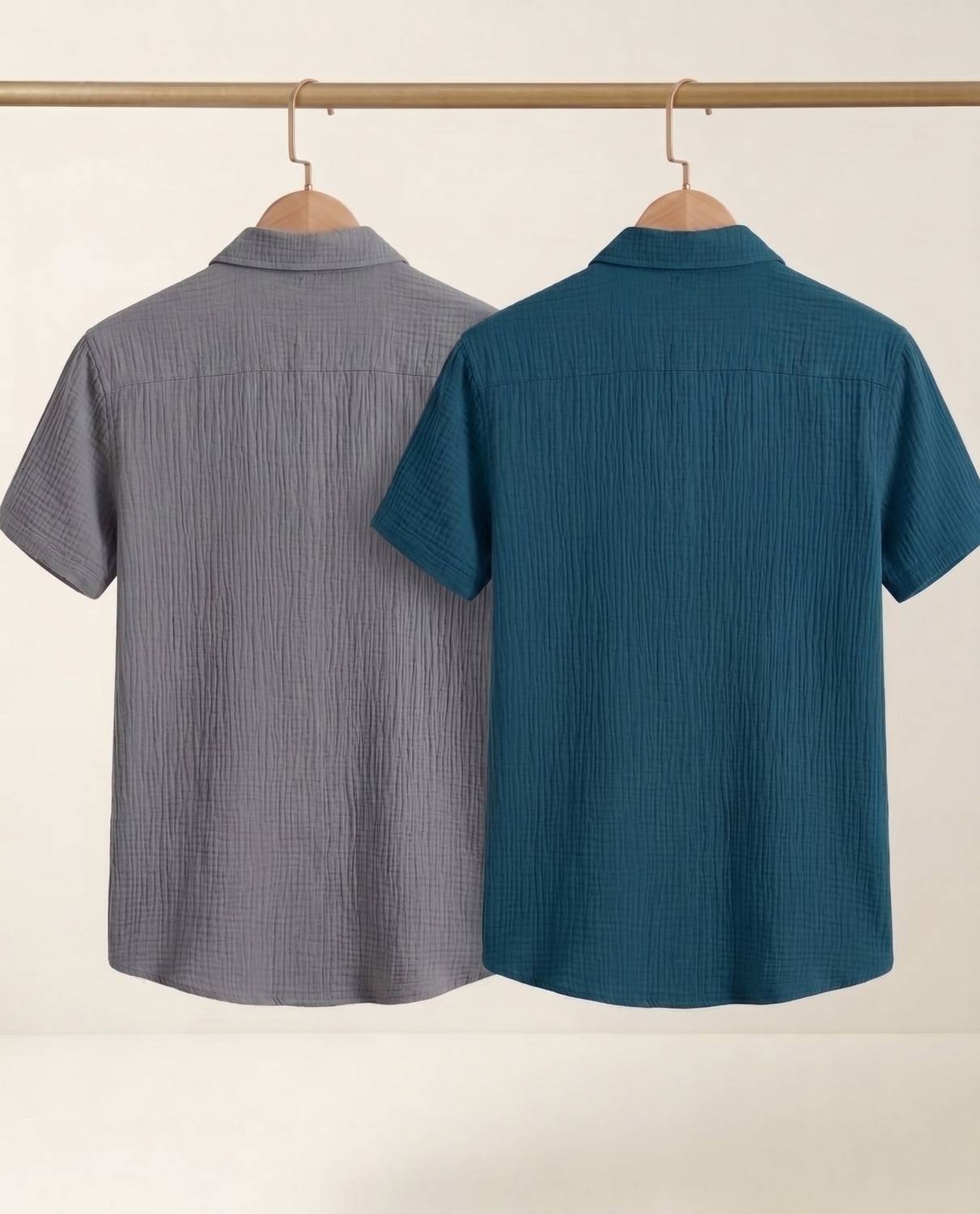 TIGERSNAKE Men Self Design Casual Grey, Dark Blue Shirt - Image 2