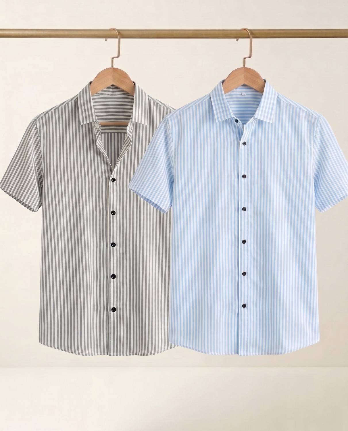 TIGERSNAKE Men Striped Grey, Blue Shirt - Image 2