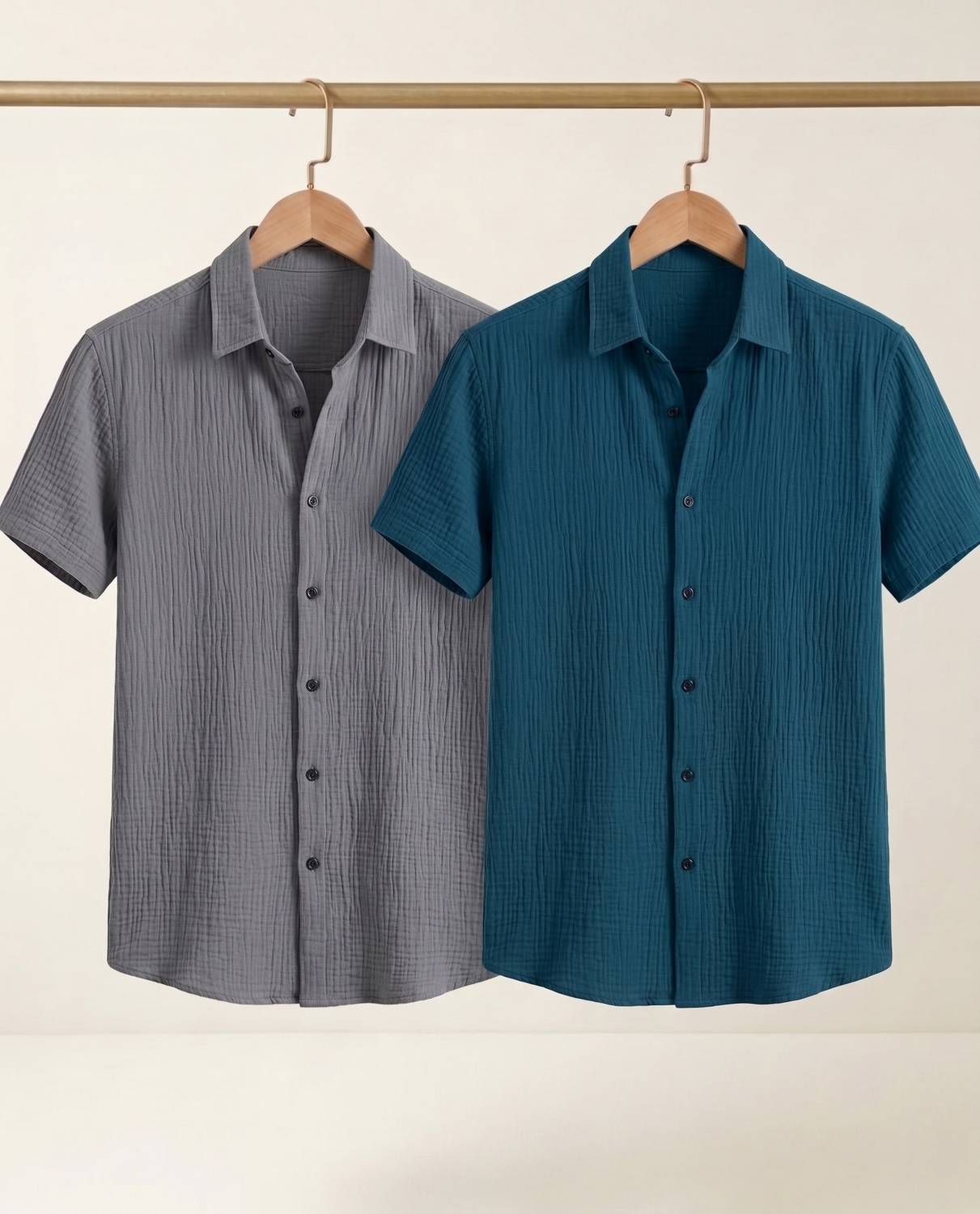 TIGERSNAKE Men Self Design Casual Grey, Dark Blue Shirt - Image 1