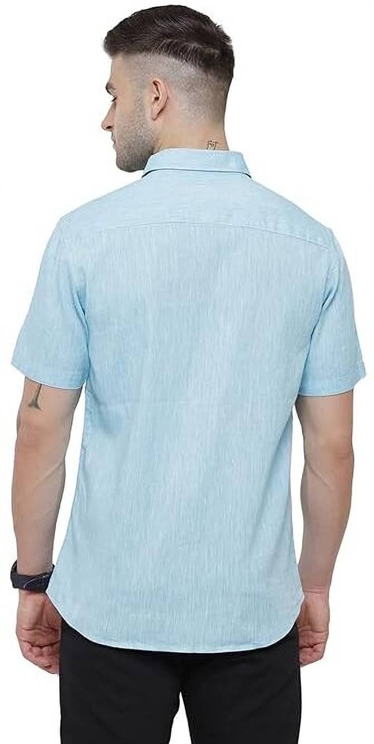 Classic Polo Men Solid Casual Light Blue Shirt - Image 2