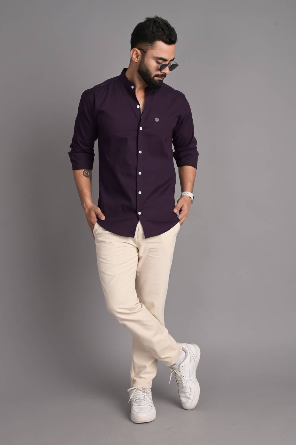 FUBAR Men Solid Casual Purple Shirt - Image 4