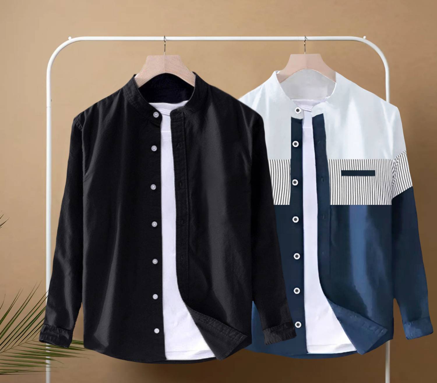 Try This Men Self Design Casual Black, Dark Blue Shirt - Image 1