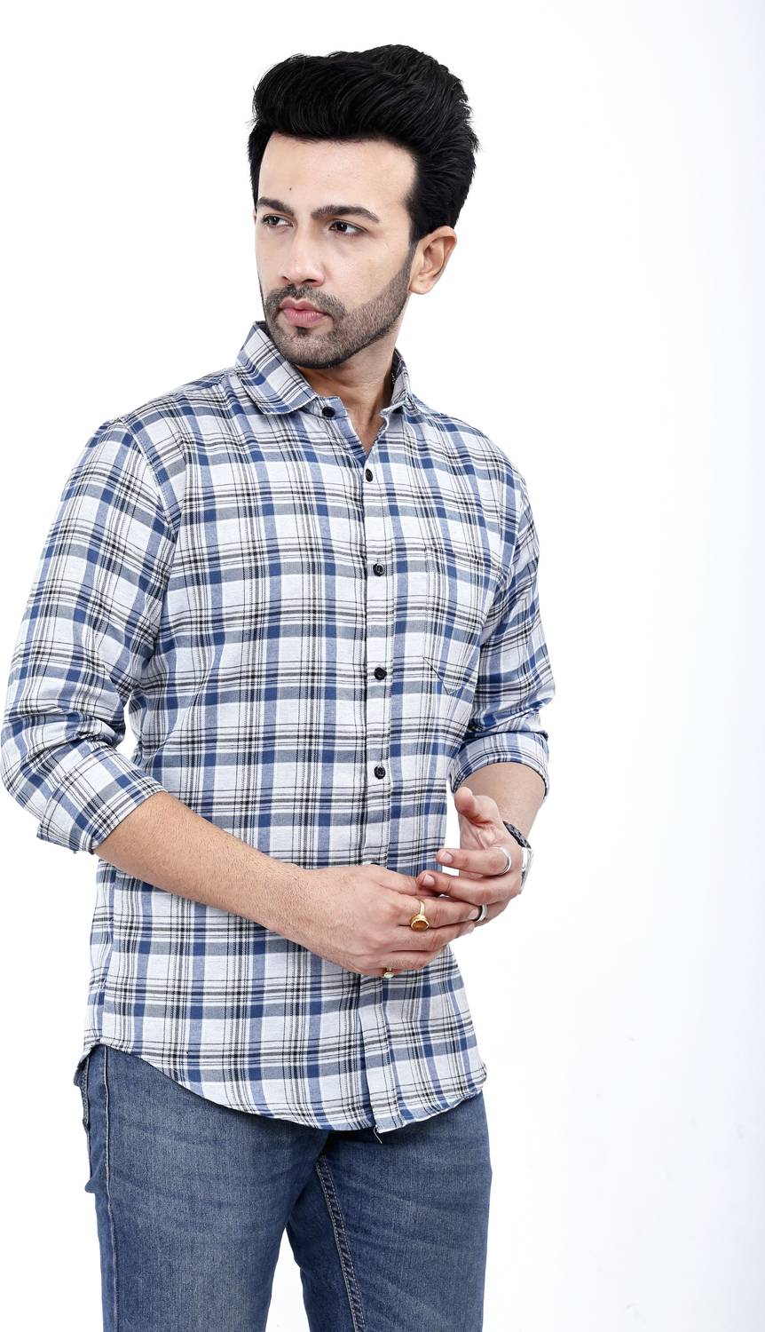 FATTY MOUSE Men Checkered Grey Shirt - Image 4