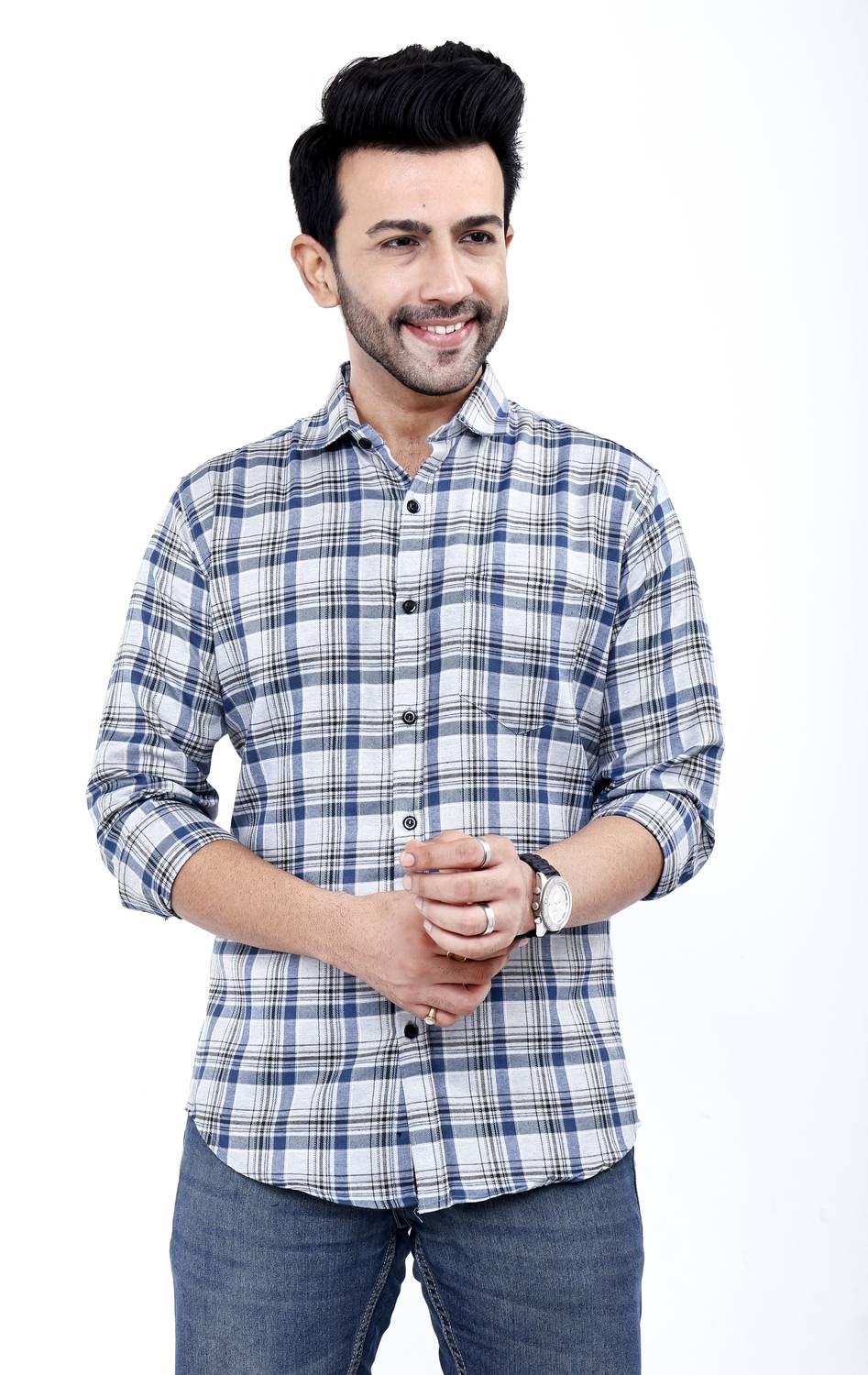 FATTY MOUSE Men Checkered Grey Shirt - Image 1
