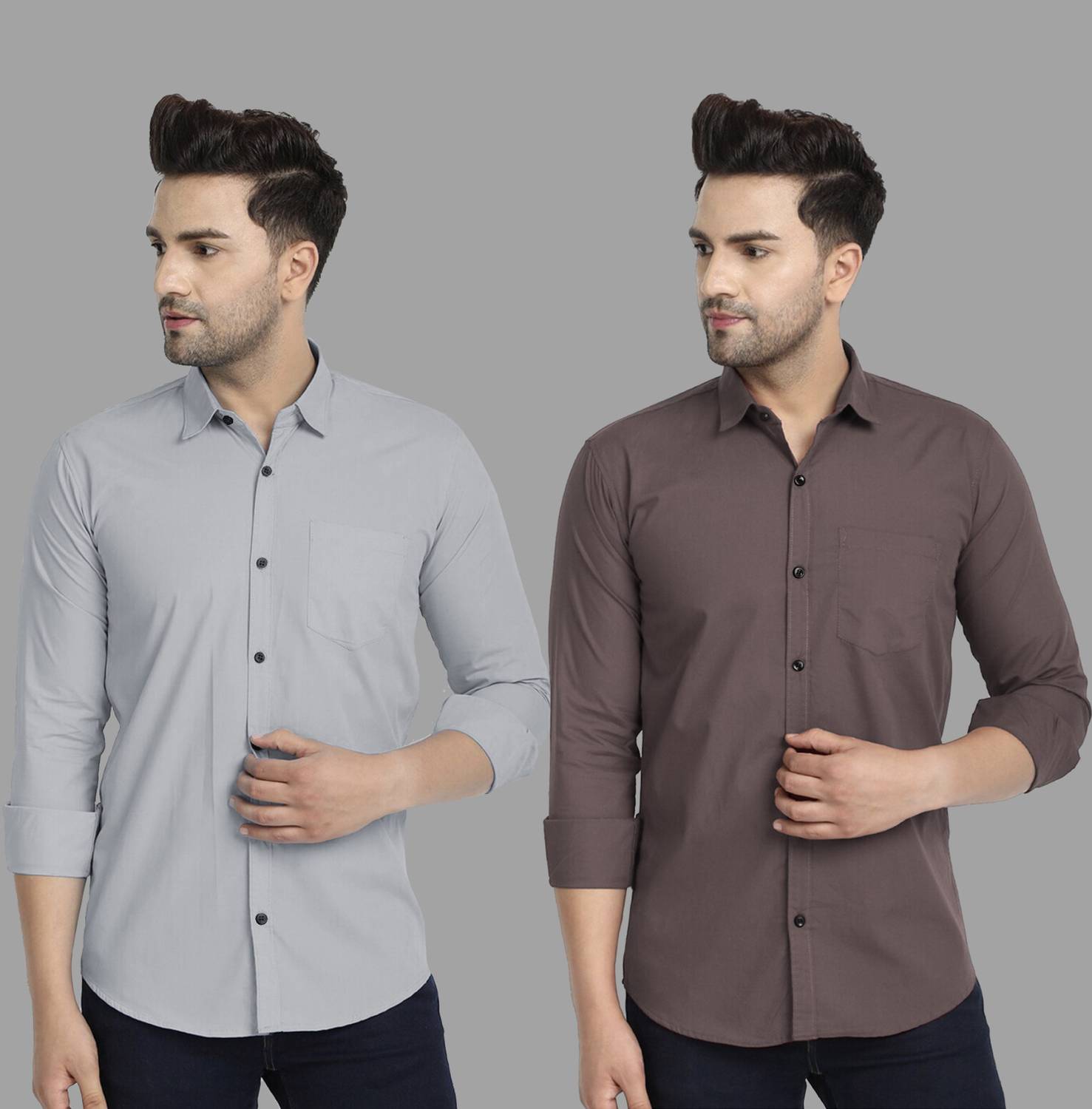 TIGERSNAKE Men Grey, Brown Shirt - Image 1