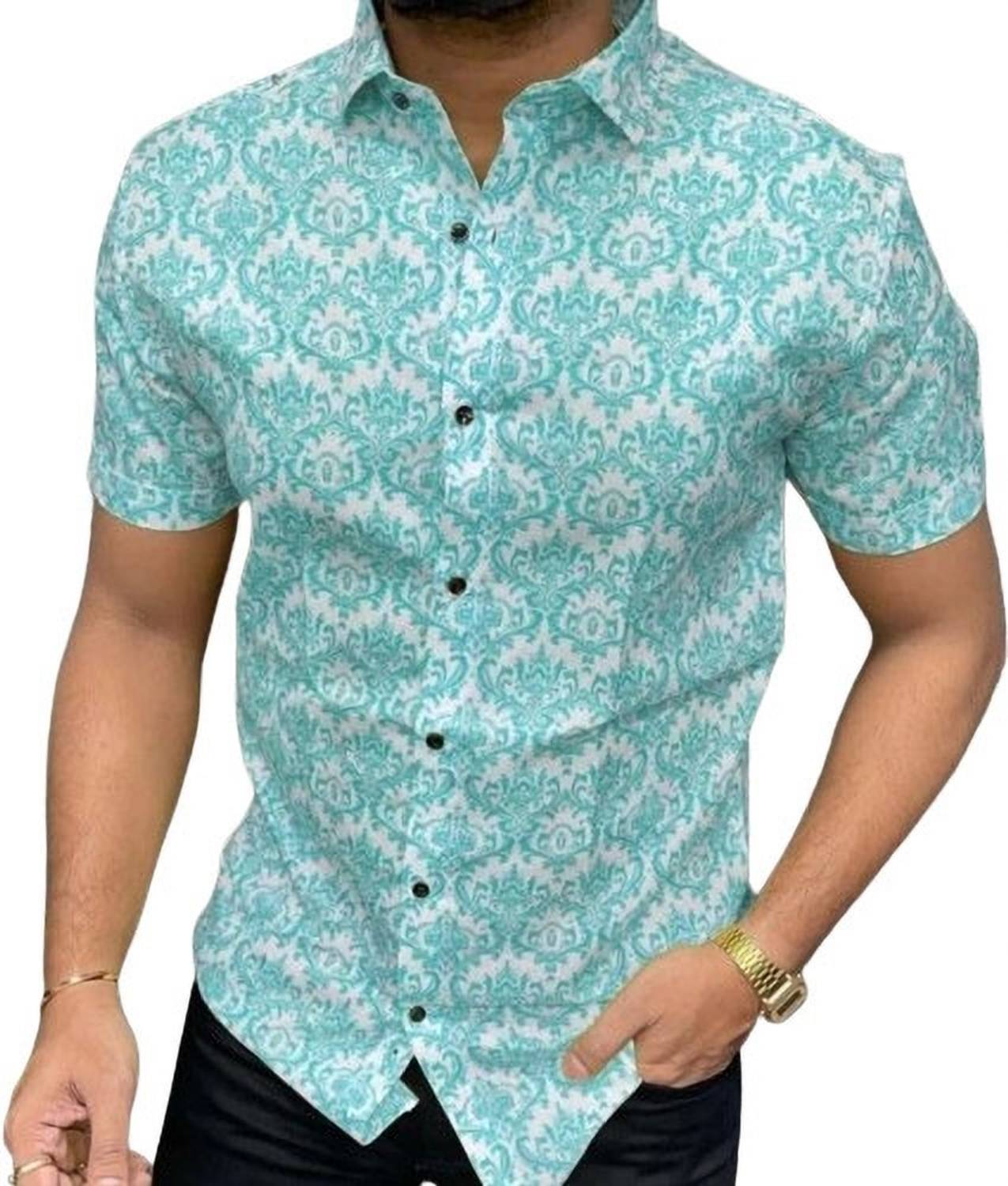 ERVIN ENTERPRISE Men Printed Casual Blue, White Shirt
