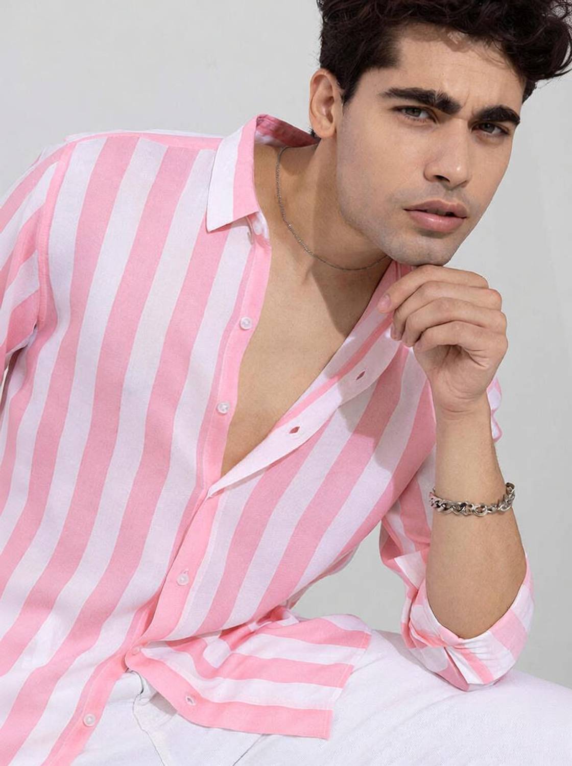 aadi Men Pink Striped Casual Shirt - Image 2