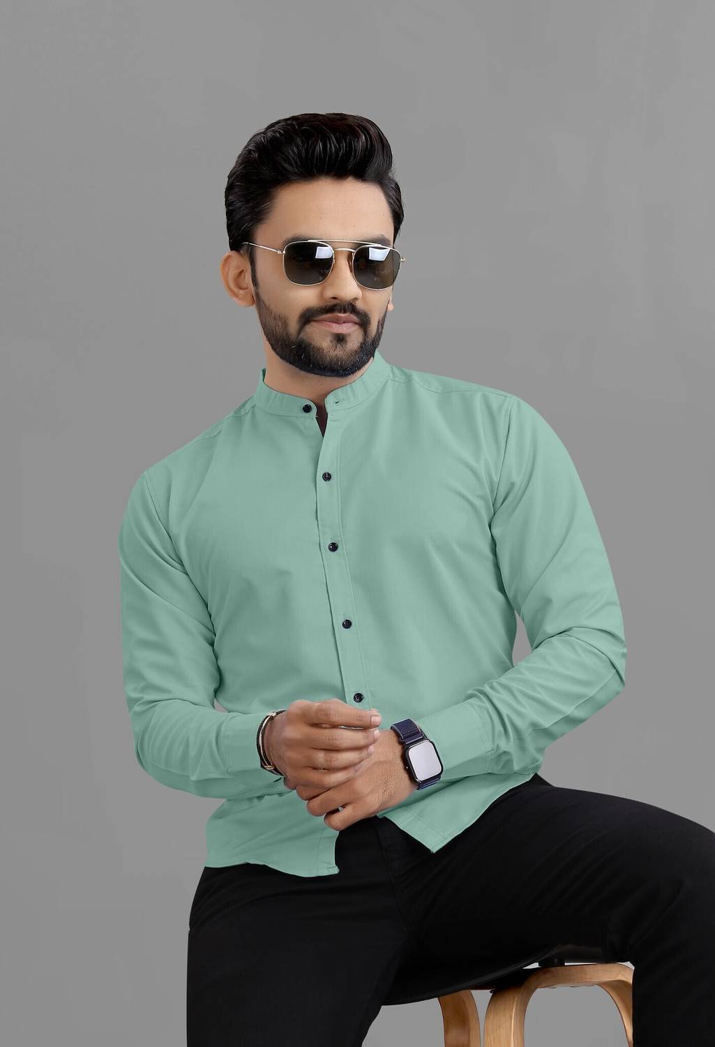 RAHUL LOOK Men Solid Casual Light Green Shirt - Image 4