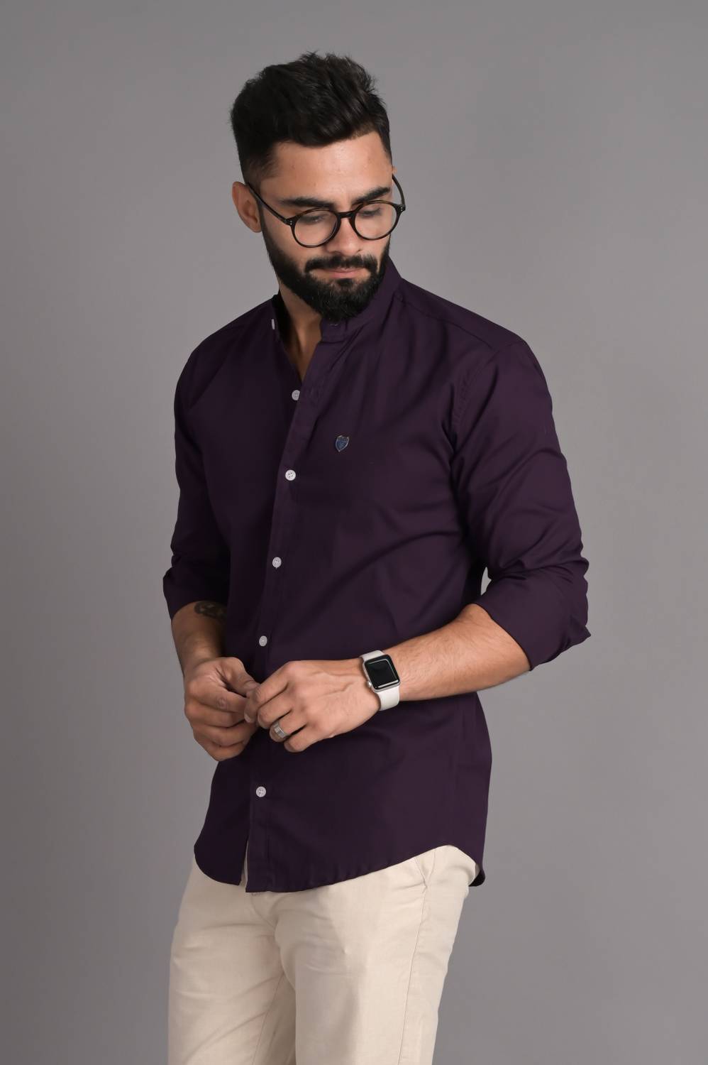 FUBAR Men Solid Casual Purple Shirt - Image 3