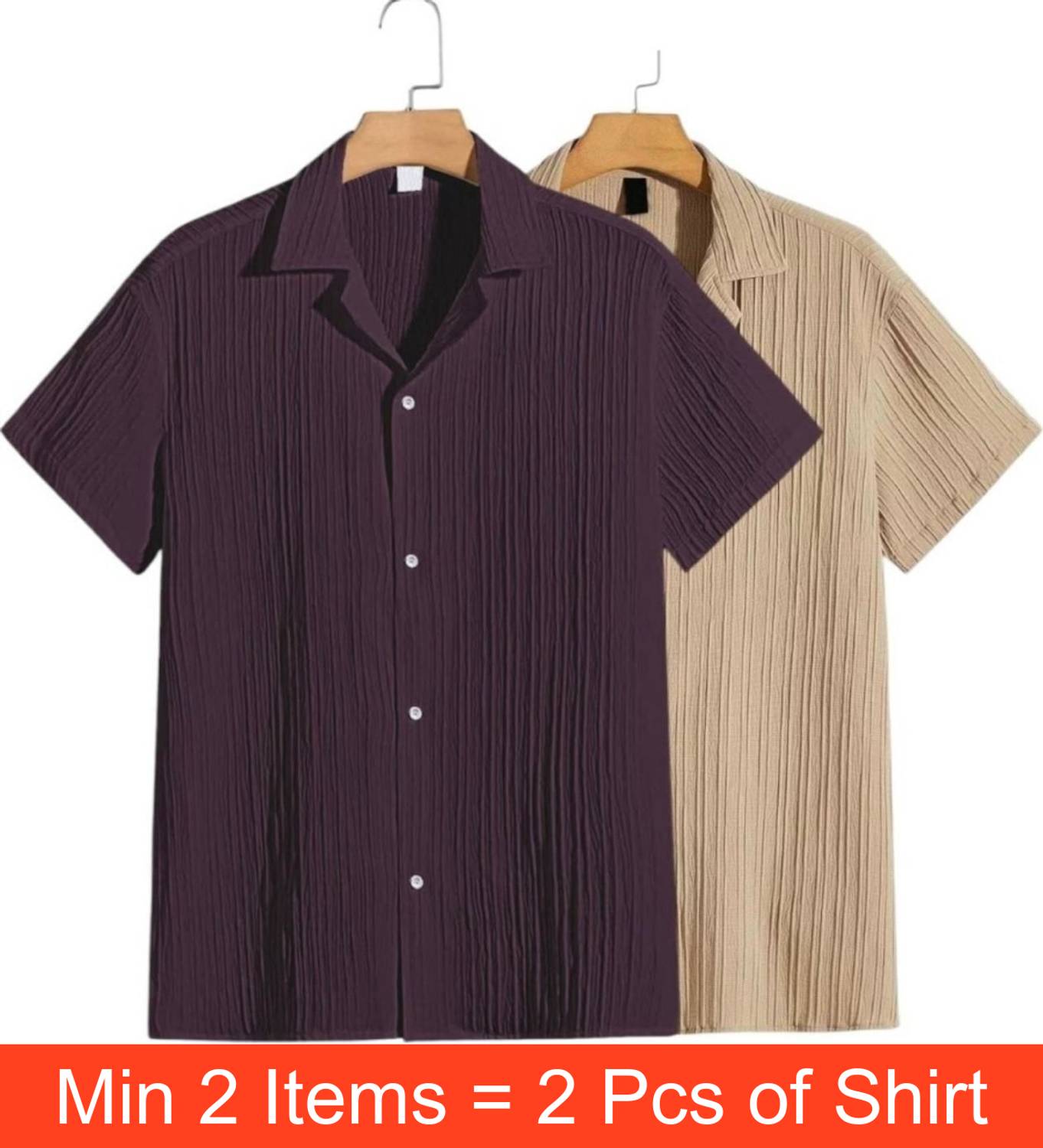 VRLOOKS Men Self Design Casual Maroon, Cream Shirt - Image 1