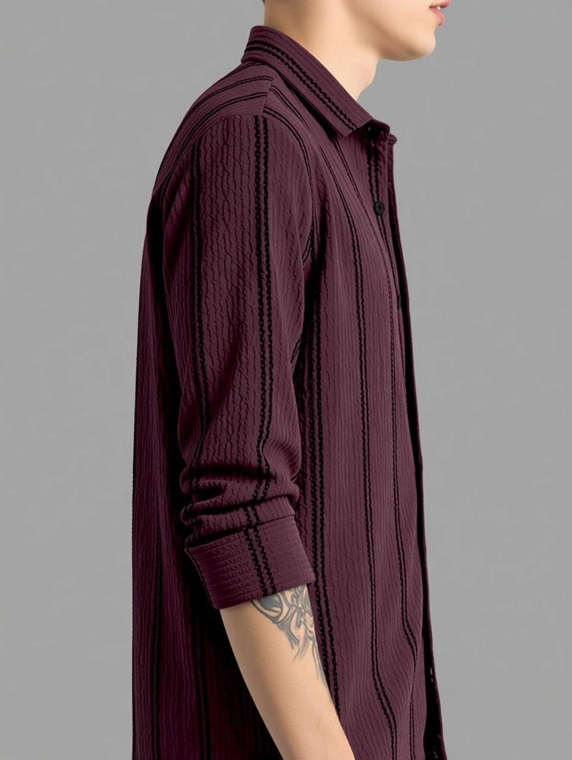 TIGERSNAKE Men Solid Casual White, Purple Shirt - Image 3