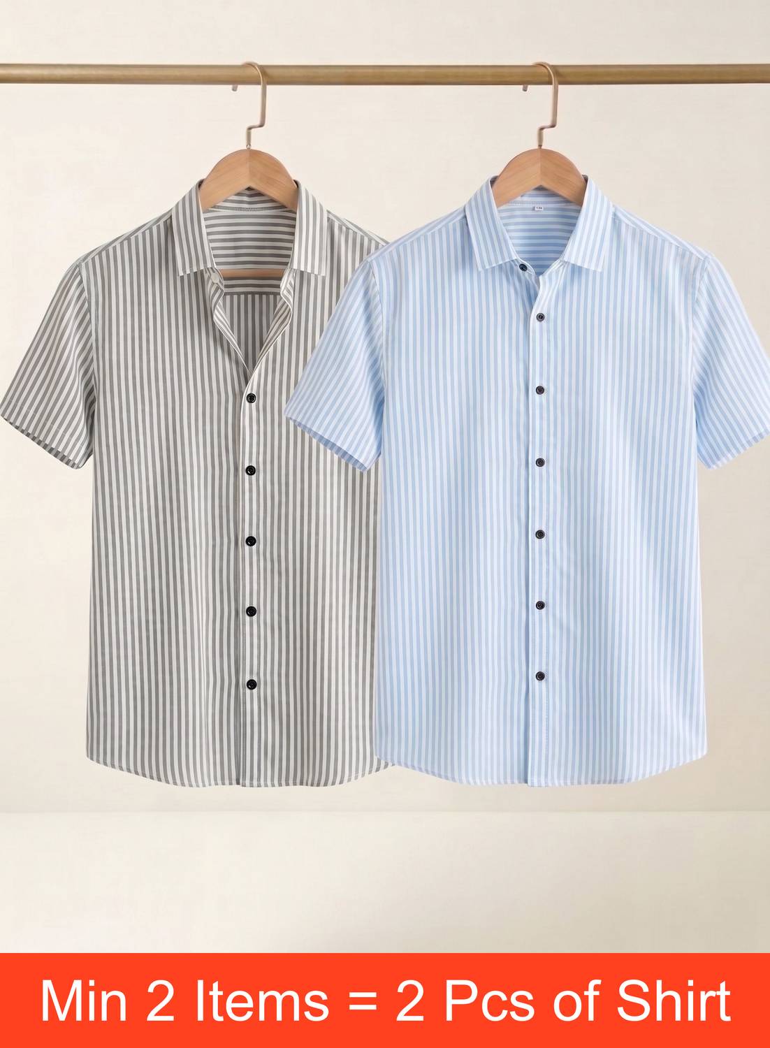 TIGERSNAKE Men Striped Grey, Blue Shirt - Image 1