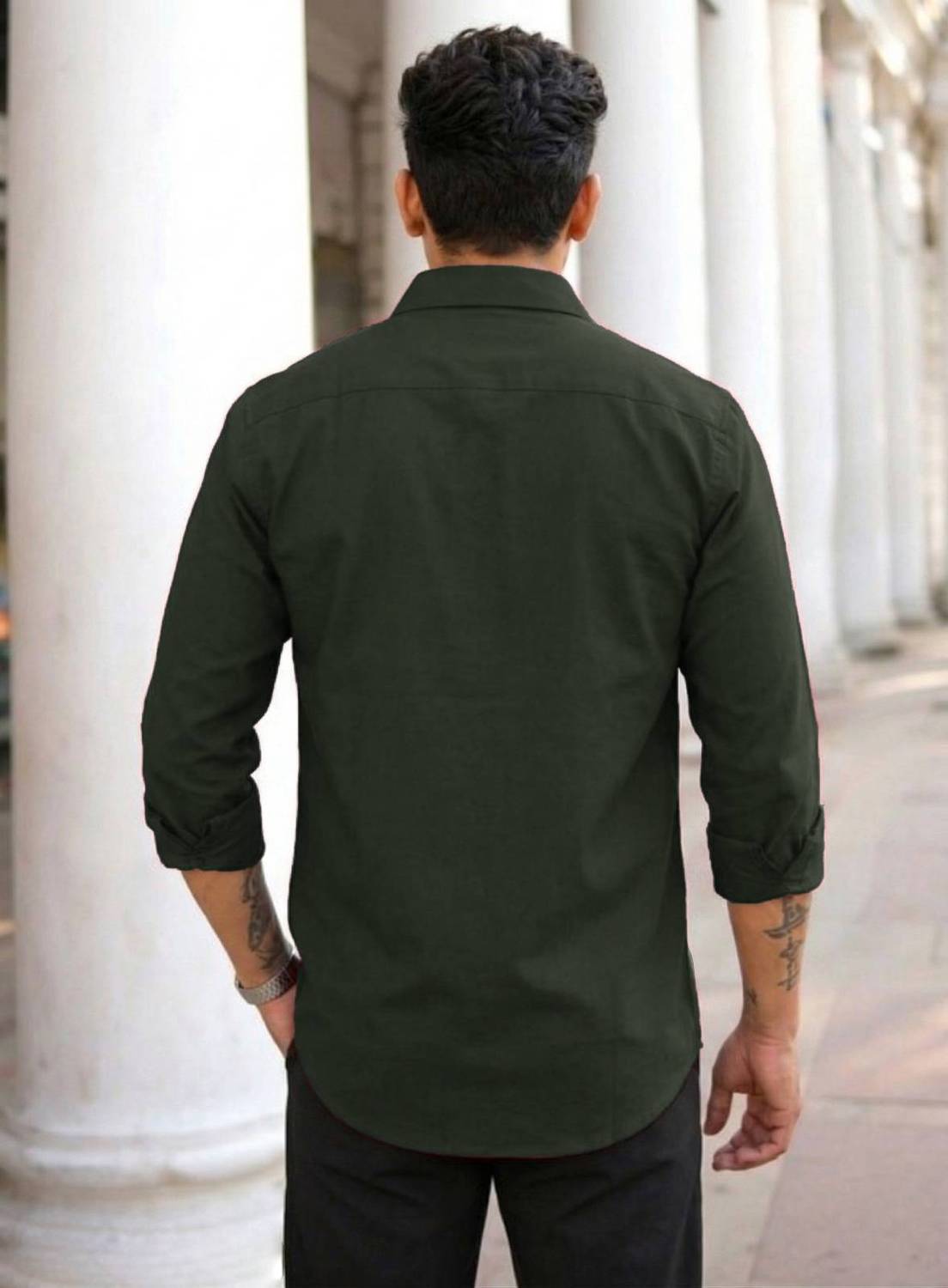 Boninos Men Dark Green Casual Shirt - Image 3