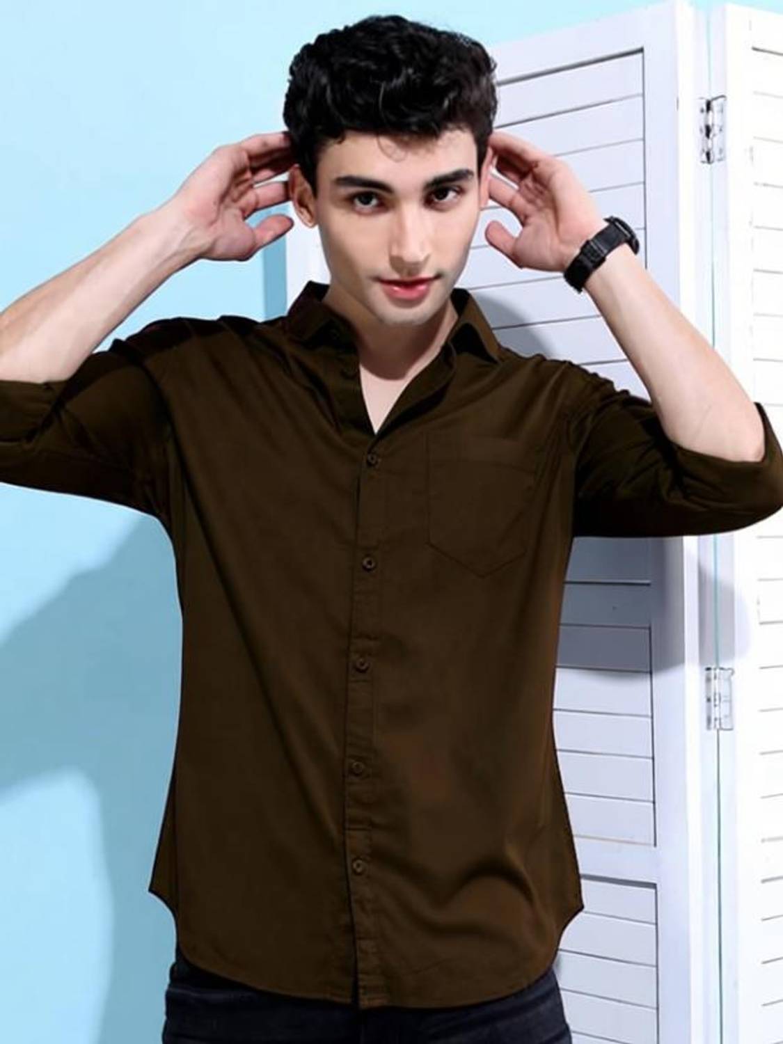 Boninos Men Solid Casual Brown Shirt - Image 2