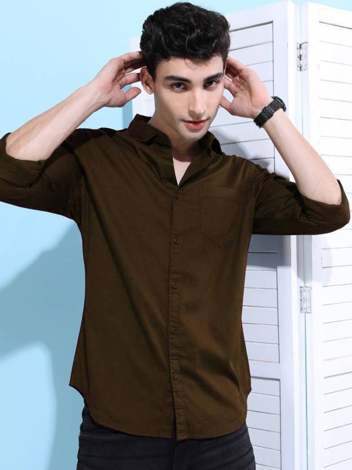 Boninos Men Solid Casual Brown Shirt - Image 4