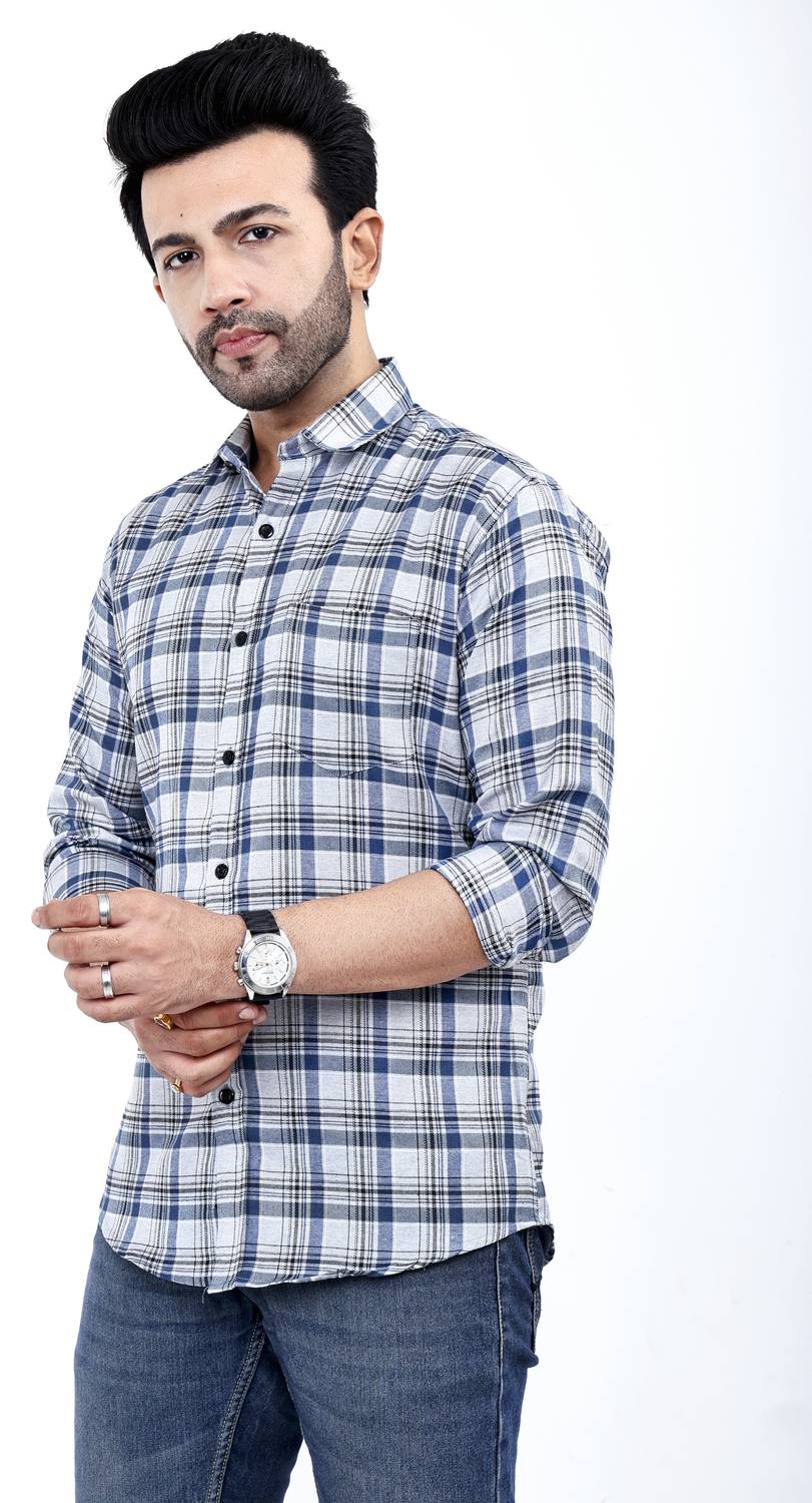 FATTY MOUSE Men Checkered Grey Shirt - Image 3