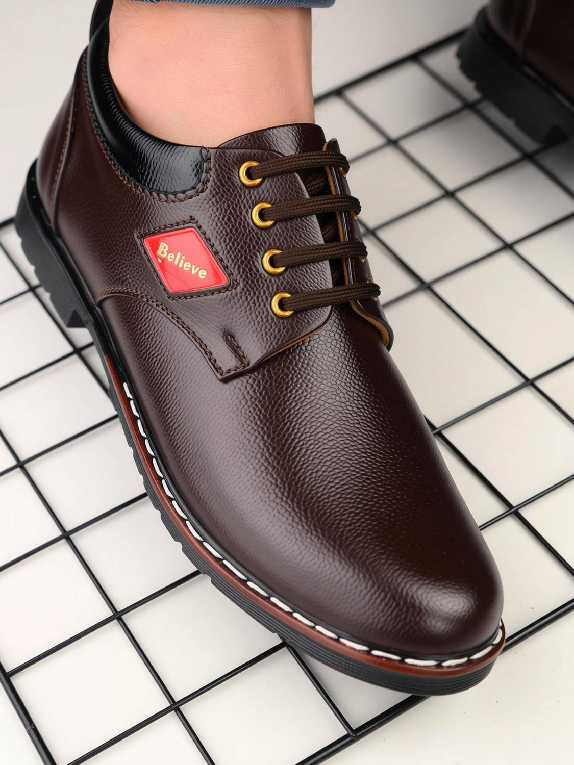 Believe Men's Brown Derby Formal Shoe - Image 3