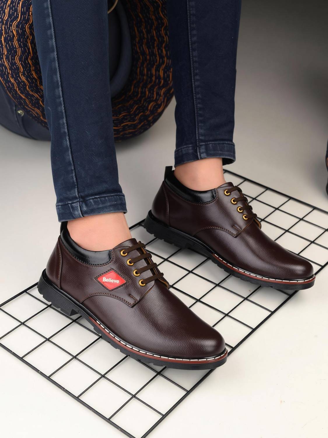 Believe Men's Brown Derby Formal Shoe - Image 2