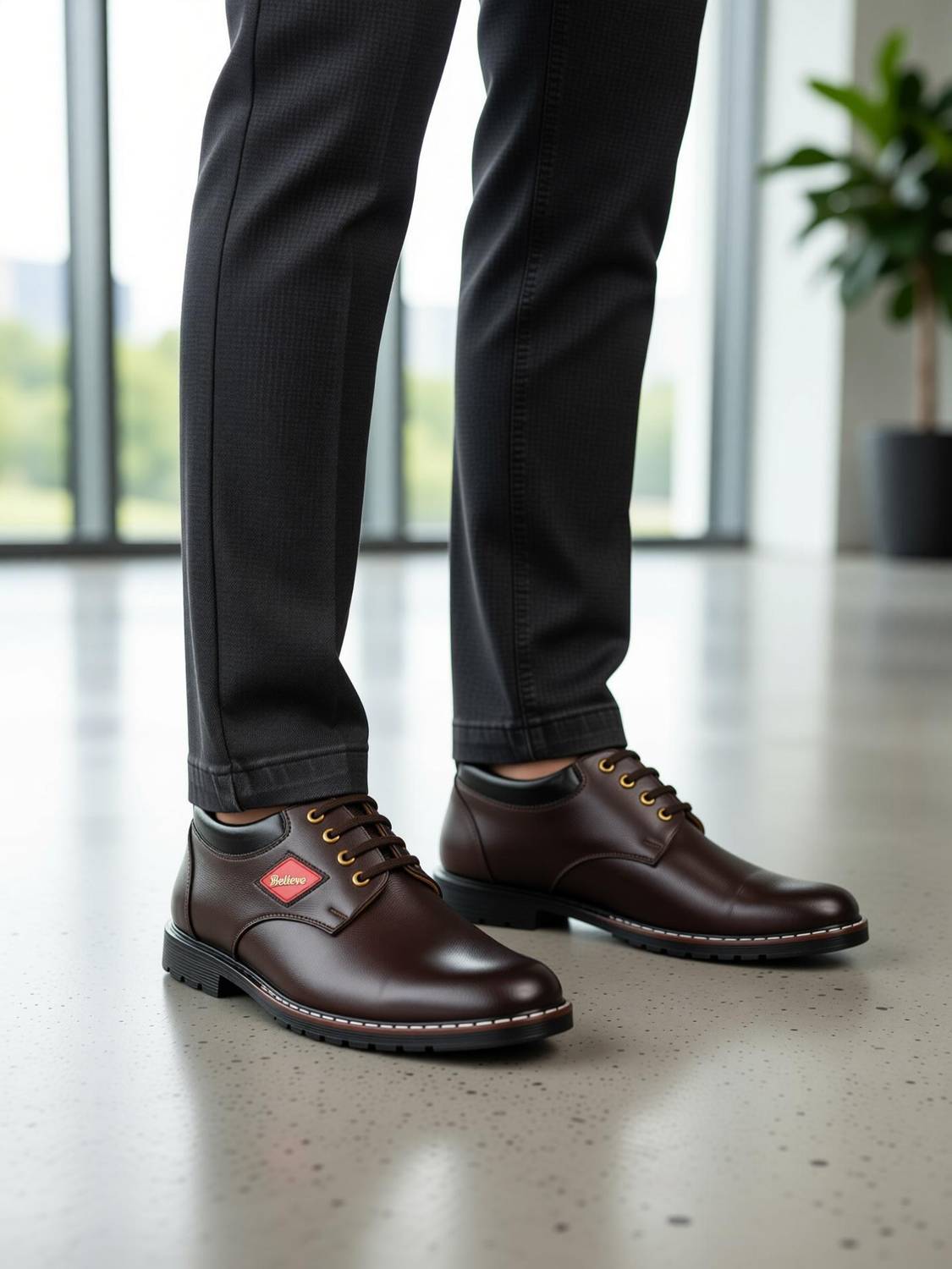 Believe Men's Brown Derby Formal Shoe - Image 1
