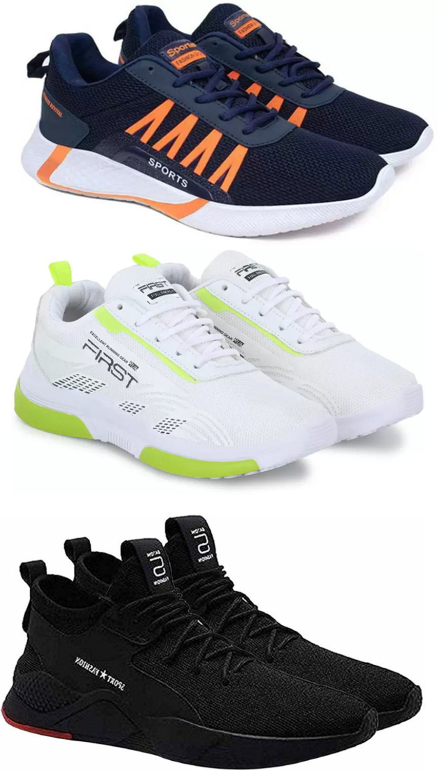 RKM SHOES rkm Sport Shoe LaceUp Lightweight Multicolour Running Shoes For Men Pack Of 3 Running Shoes For Men