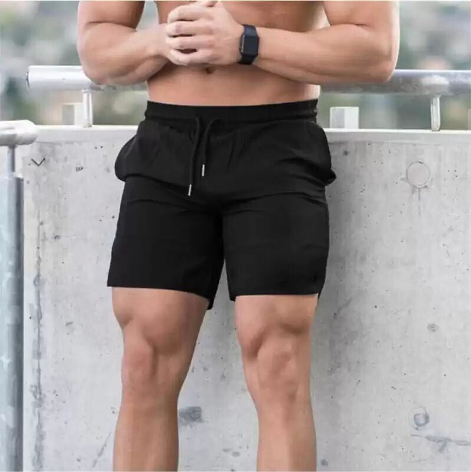 Rishal Solid Men Black Gym Shorts