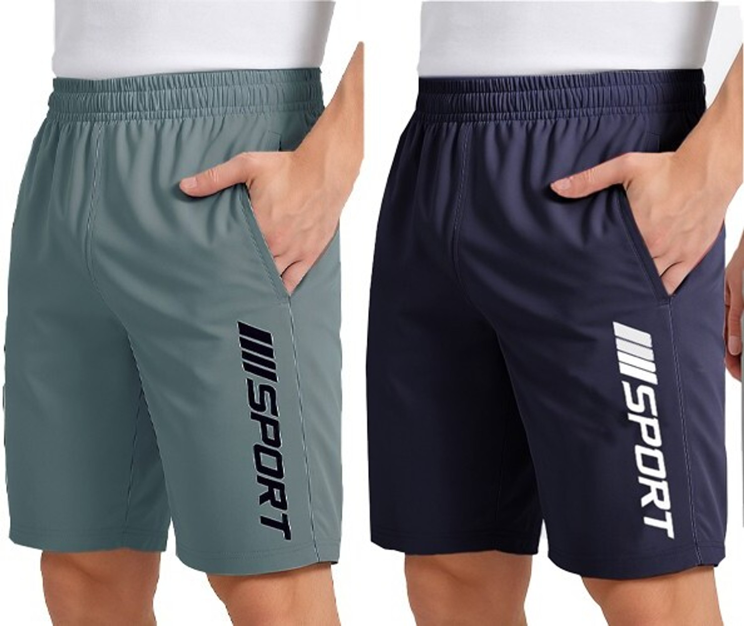 FLYZEN Solid Men Dark Grey, Grey Regular Shorts