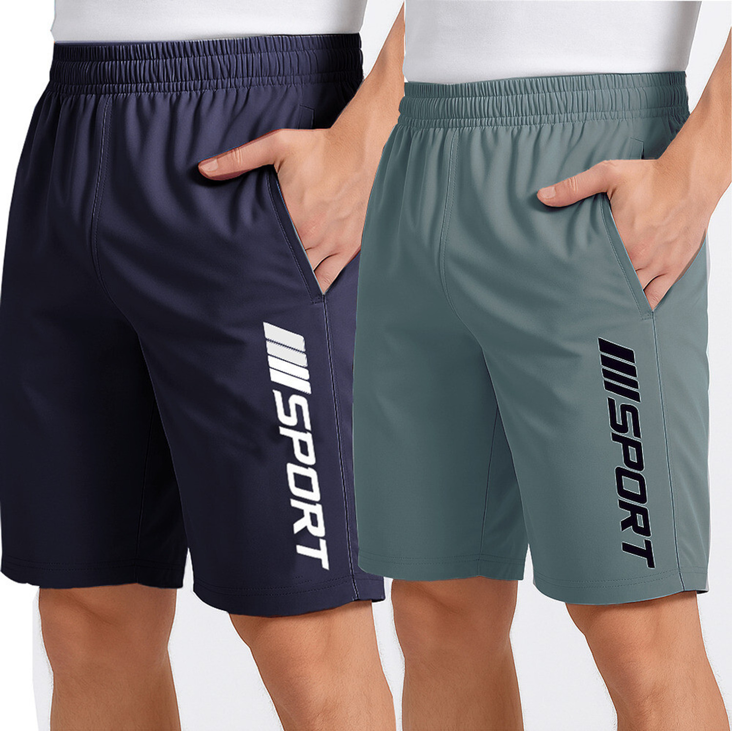 FLYZEN Men Dark Grey, Grey Regular Shorts