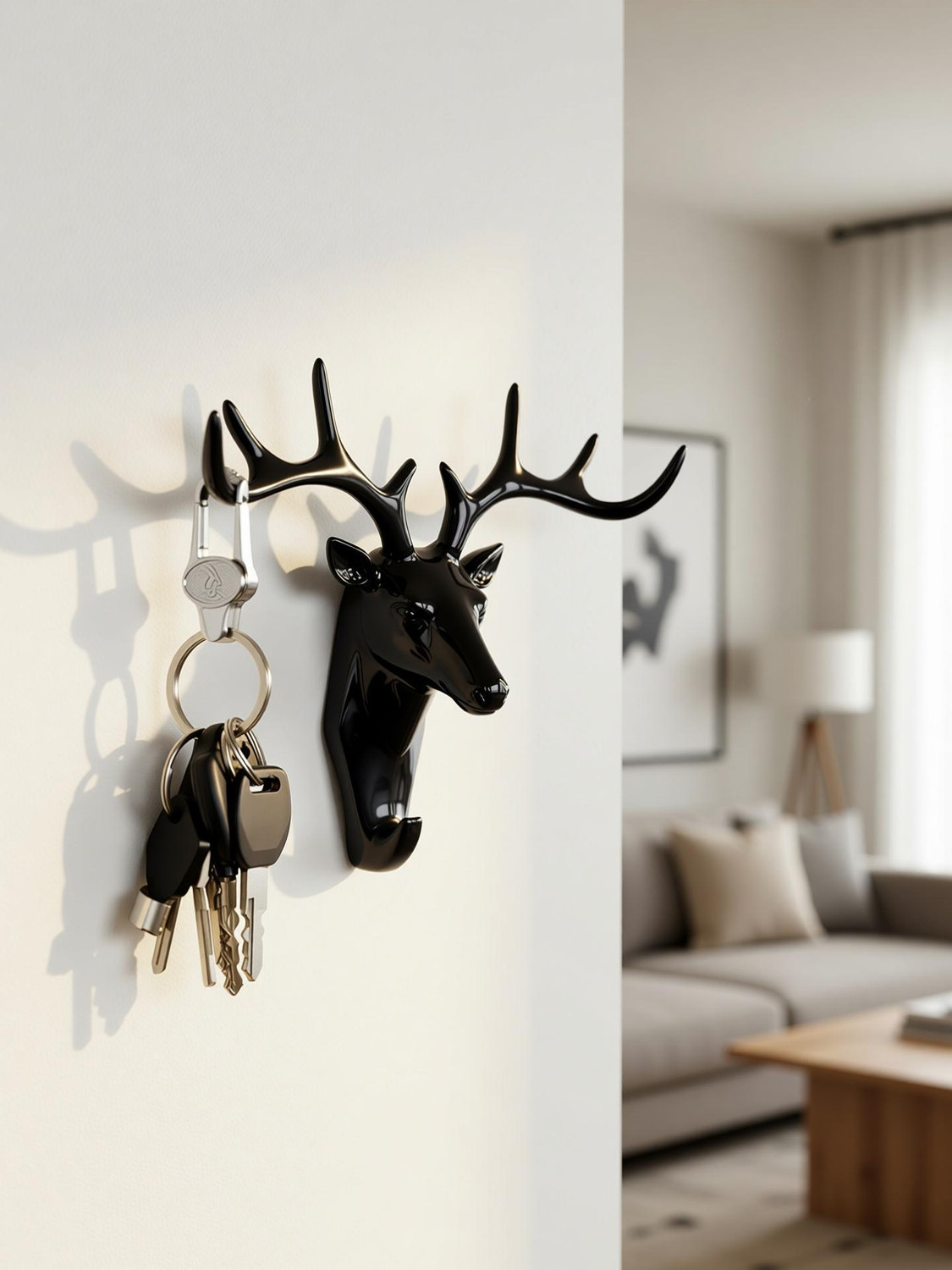 ZedZero Deer Head Wall Mounted Key Holder Wall 7 cm Religious Idol & Figurine