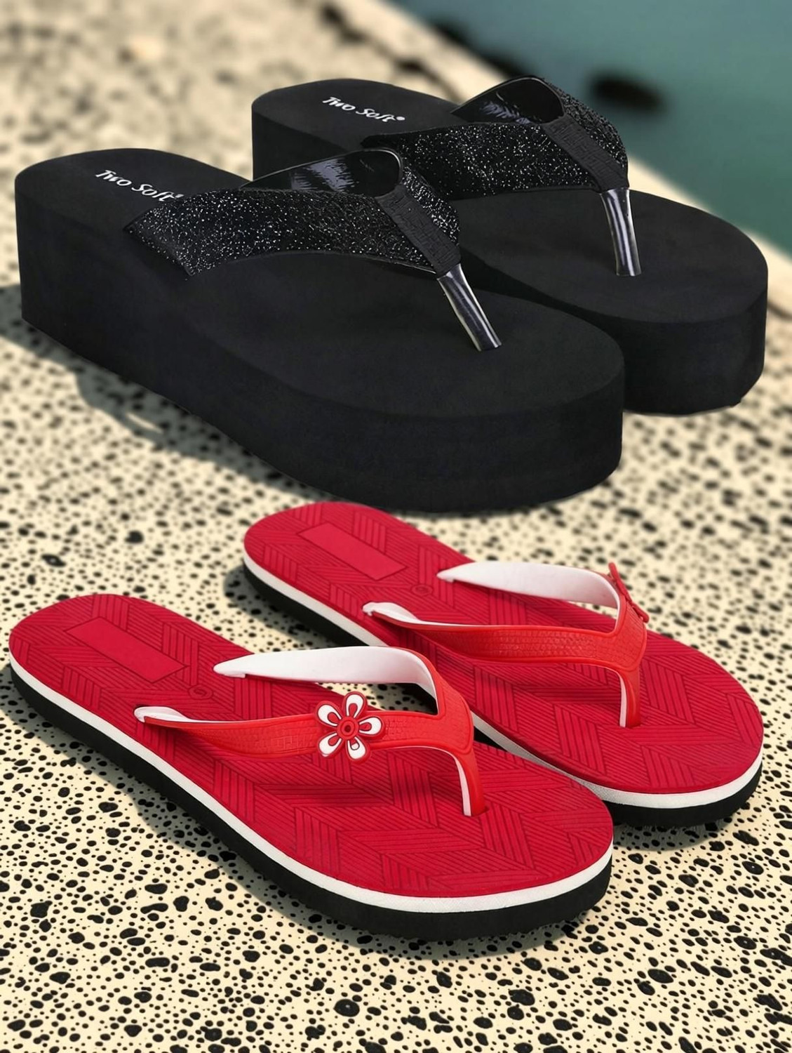 TWO SOFT Combo Pack Of 2 Women Slipper Stylish Casual Light & Soft Comfortable Daily Wear Slippers