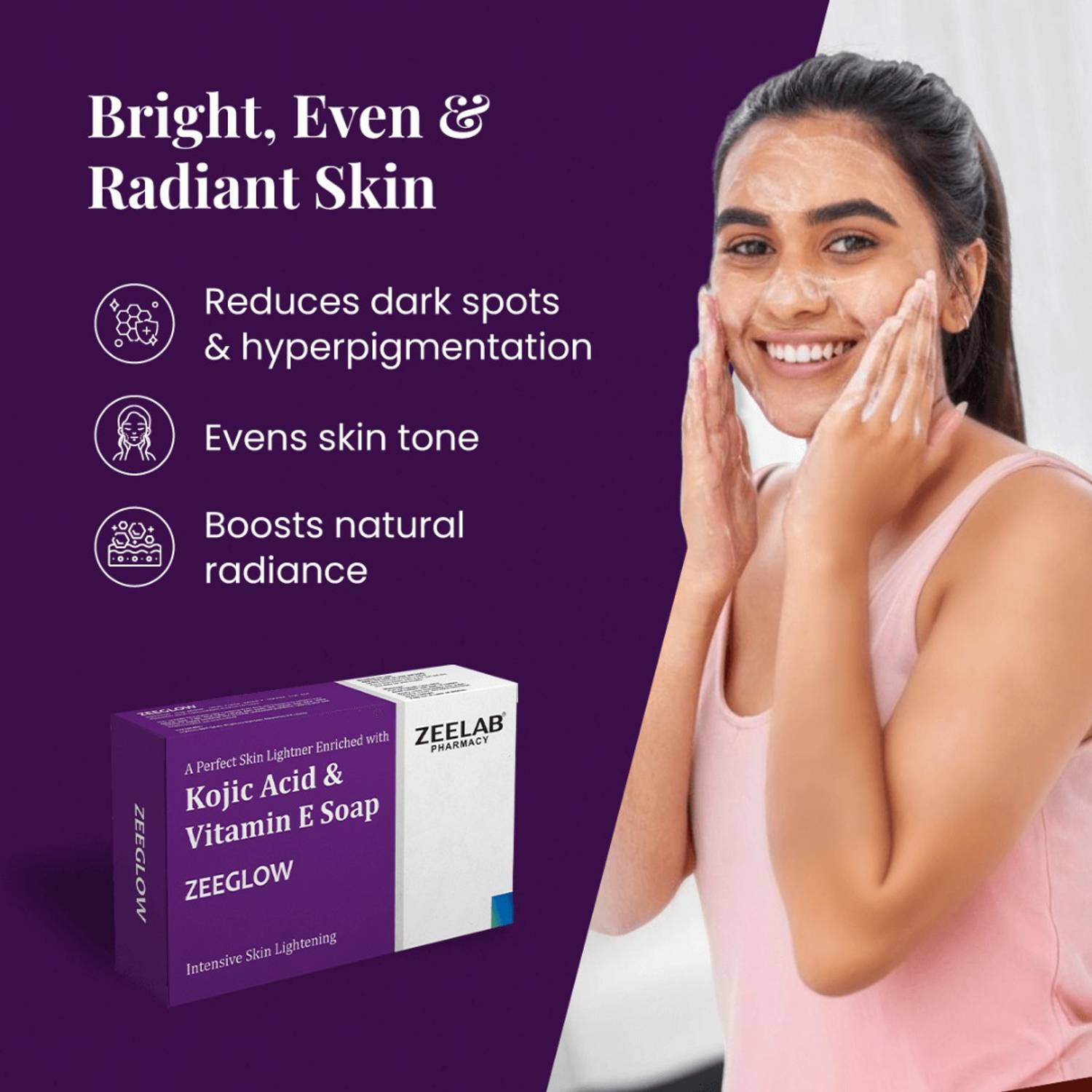 ZEELAB Zeeglow Kojic Acid Soap With Vitamin E - Image 3