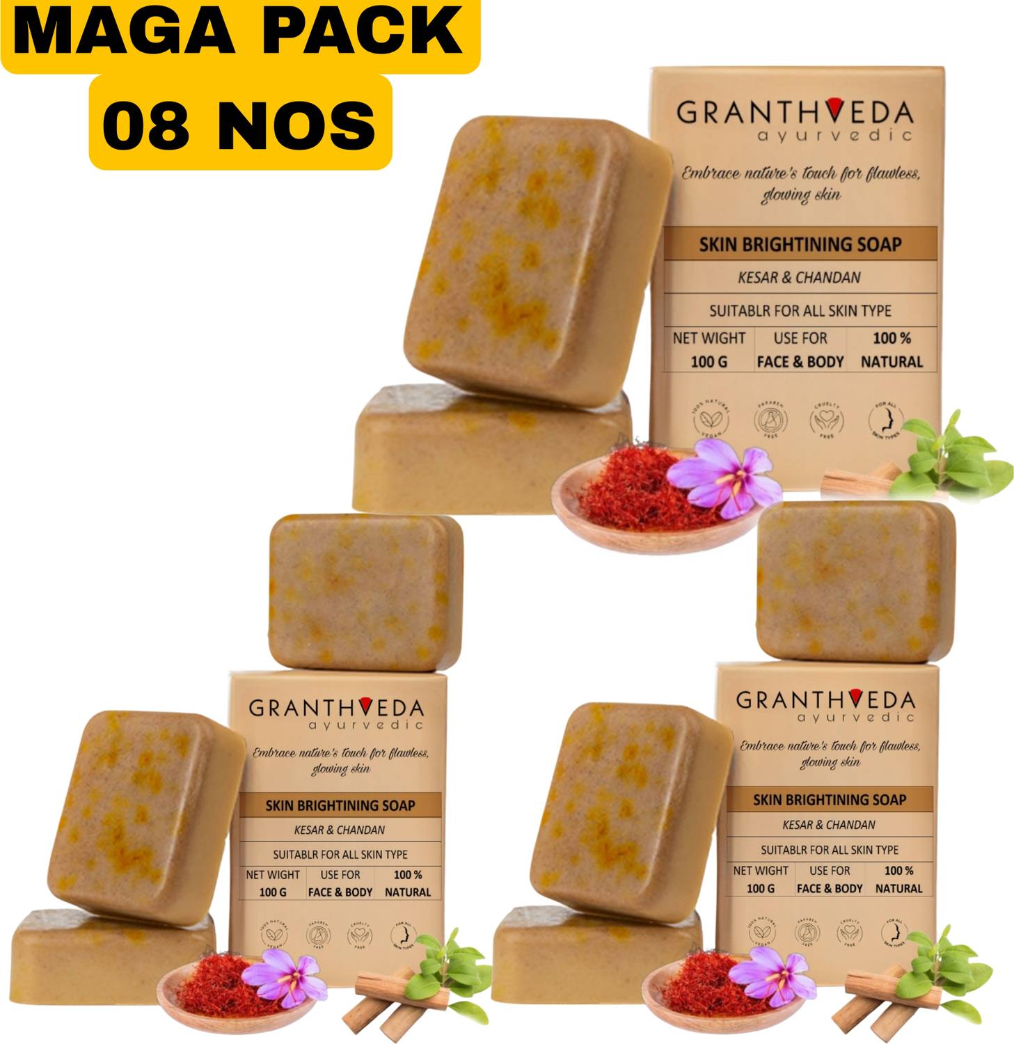 GRANTHVEDA Magic Soap Sandal Wood And Saffron - Image 1