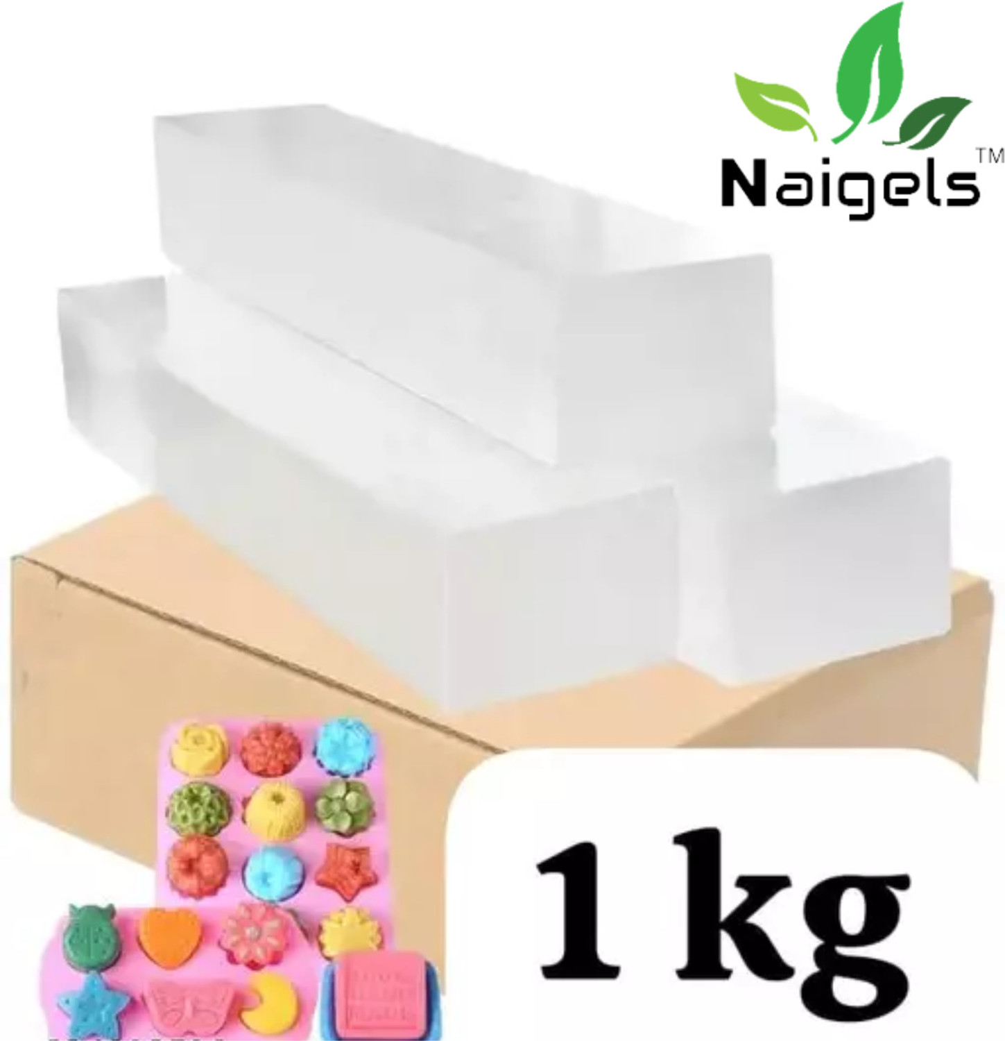Naigels Premium High Quality Natural Glycerin Soap Base ,100% Natural (1 kg)