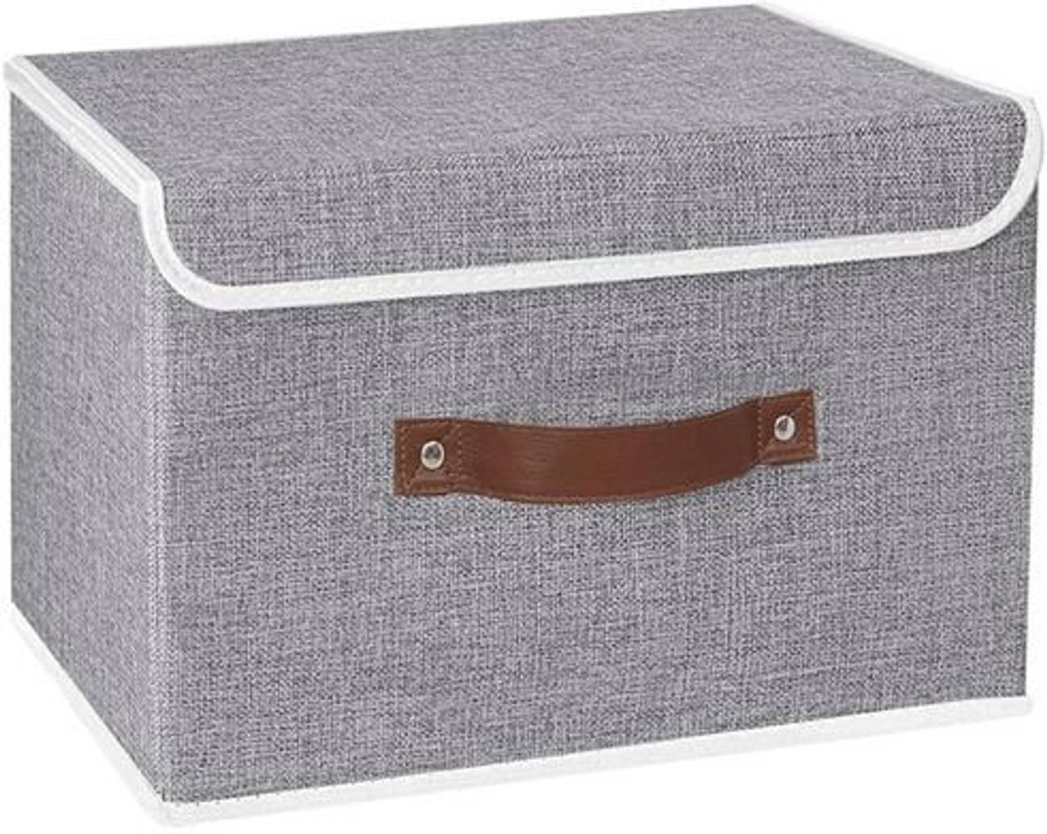 Gharorganize Pack Of 1 Grey Jute Toy Storage Box with Lid Foldable Organizer Storage Box