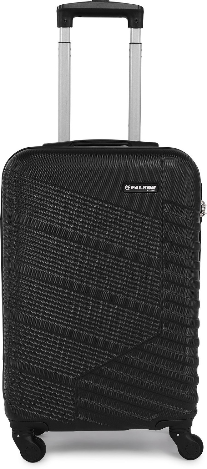 FALKON Small Cabin & Check-in Luggage (55 cm) 4 Wheels - BLAZE LONDON Hard ABS & PC 4 Wheel Spinners, Unbreakable Bag with Combi Lock - Black