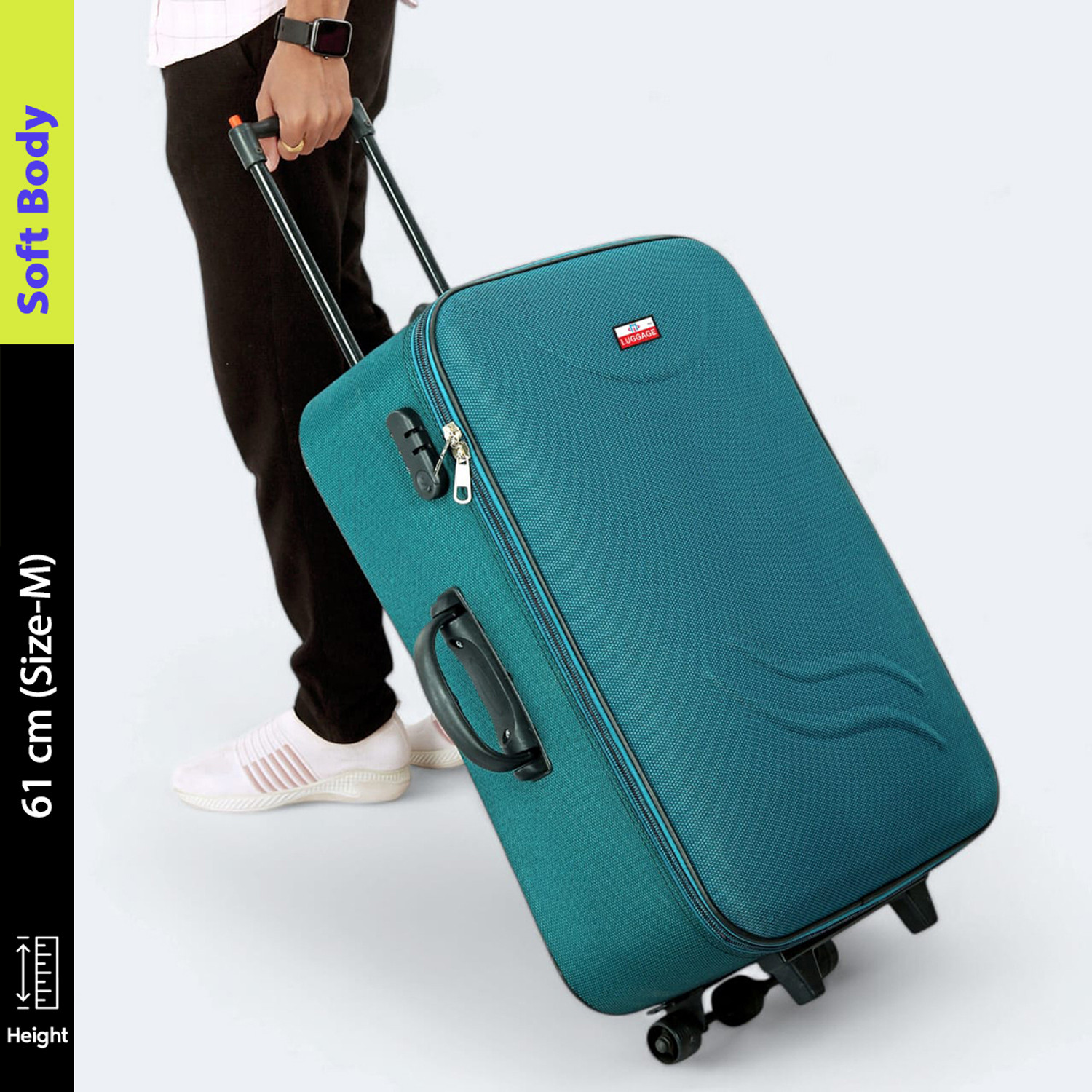 MiLUGGAGE Medium Cabin & Check-in Luggage (61 cm) 3 Wheels - 65 L Trolley Bag/Suitcase Bag Number Lock With 3 Wheels - Green