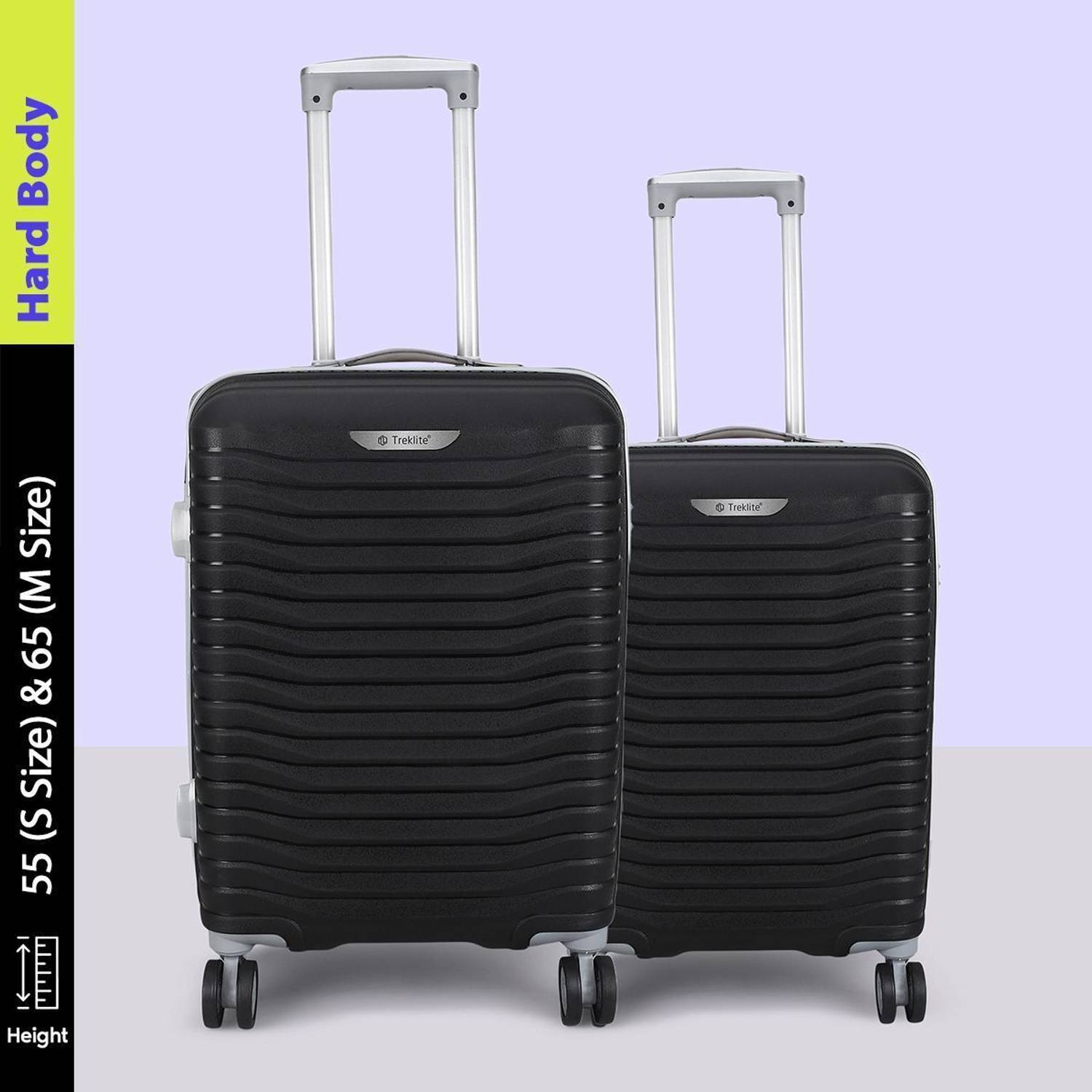 TrekLite Hard Body 2 Luggage Set - 8 Wheels, Black Pack of 2 - Image 2