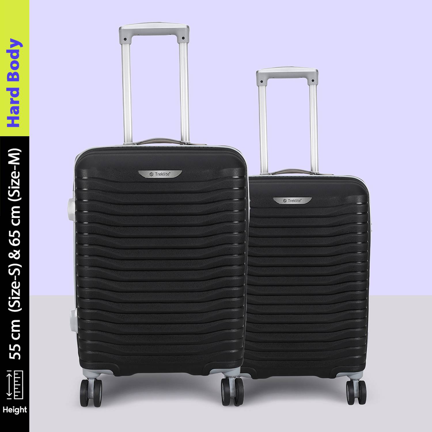 TrekLite Hard Body 2 Luggage Set - 8 Wheels, Black Pack of 2 - Image 1