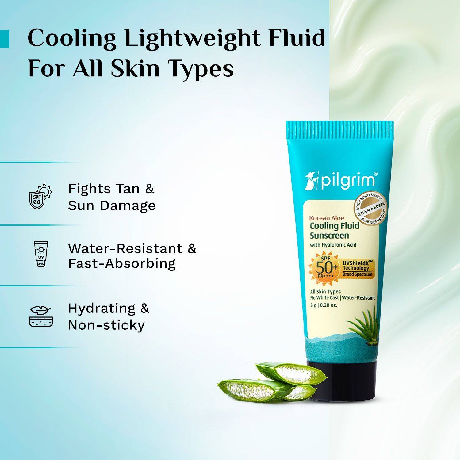 Pilgrim Korean Aloe Cooling Matte Gel Sunscreen SPF 50+ - Image 3