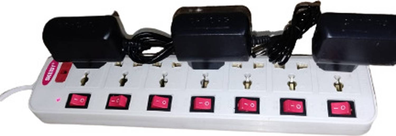 Skeisy 7+7 White Extension Cord with 7 Socket - Image 1