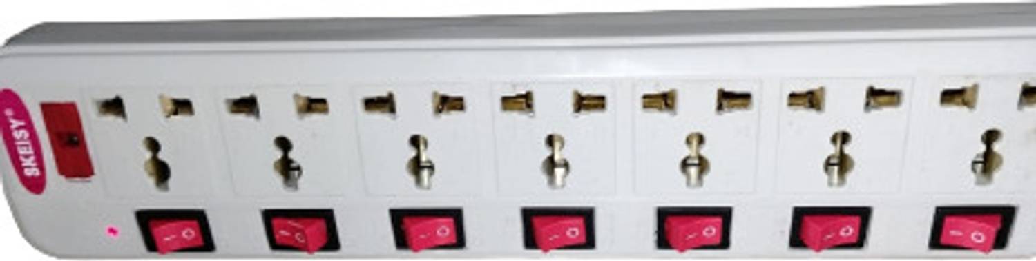 Skeisy 7+7 White Extension Cord with 7 Socket - Image 2