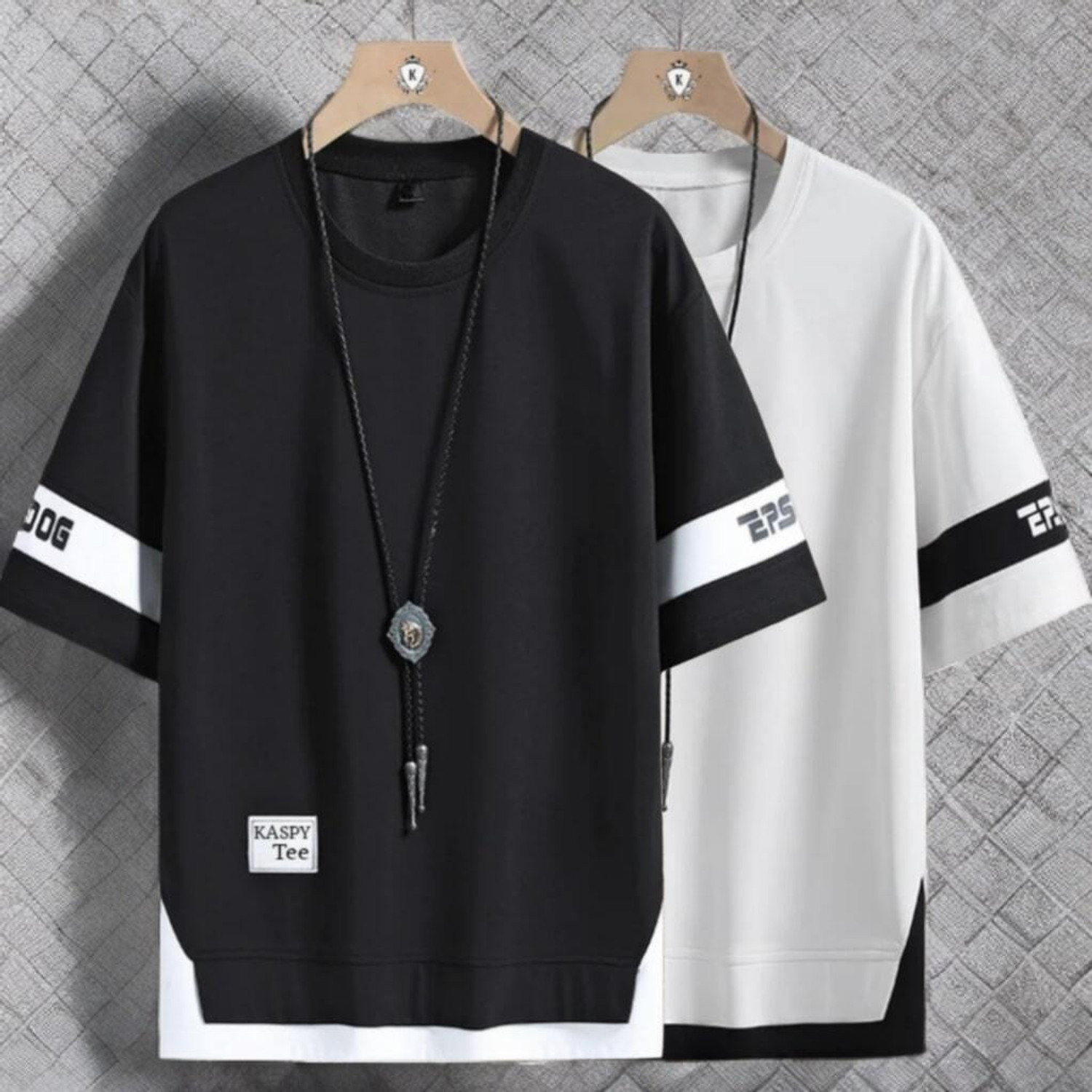 KASPY Printed Men Black, White T-Shirt