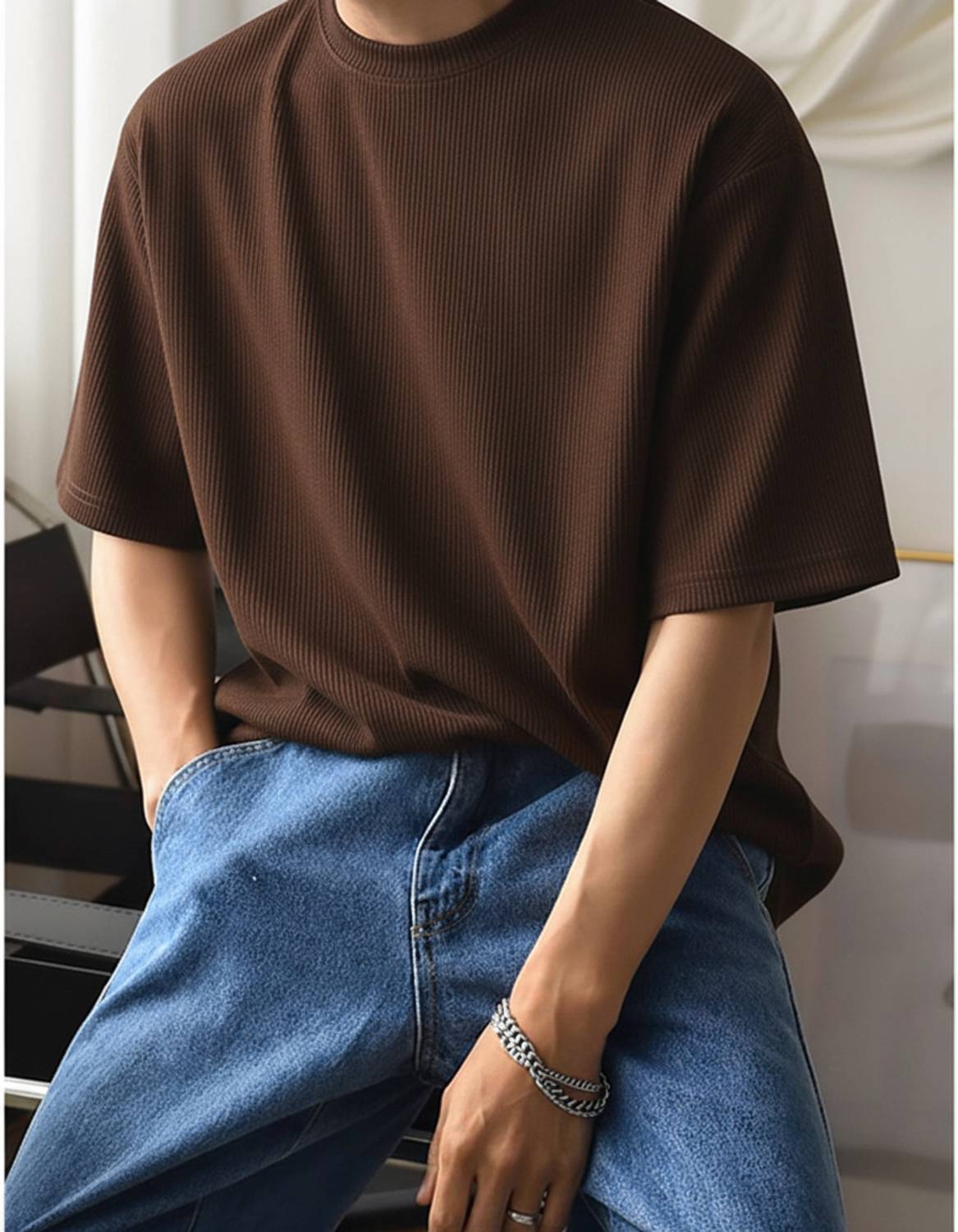Running machine Self Design Men Brown T-Shirt