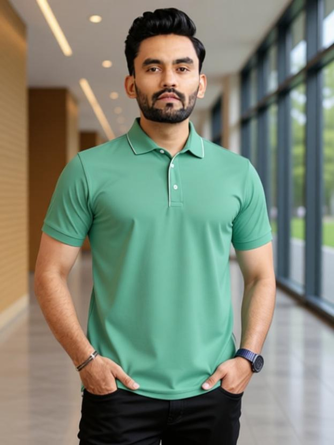 BRIGHT KRAFTS Solid Men Green T-Shirt