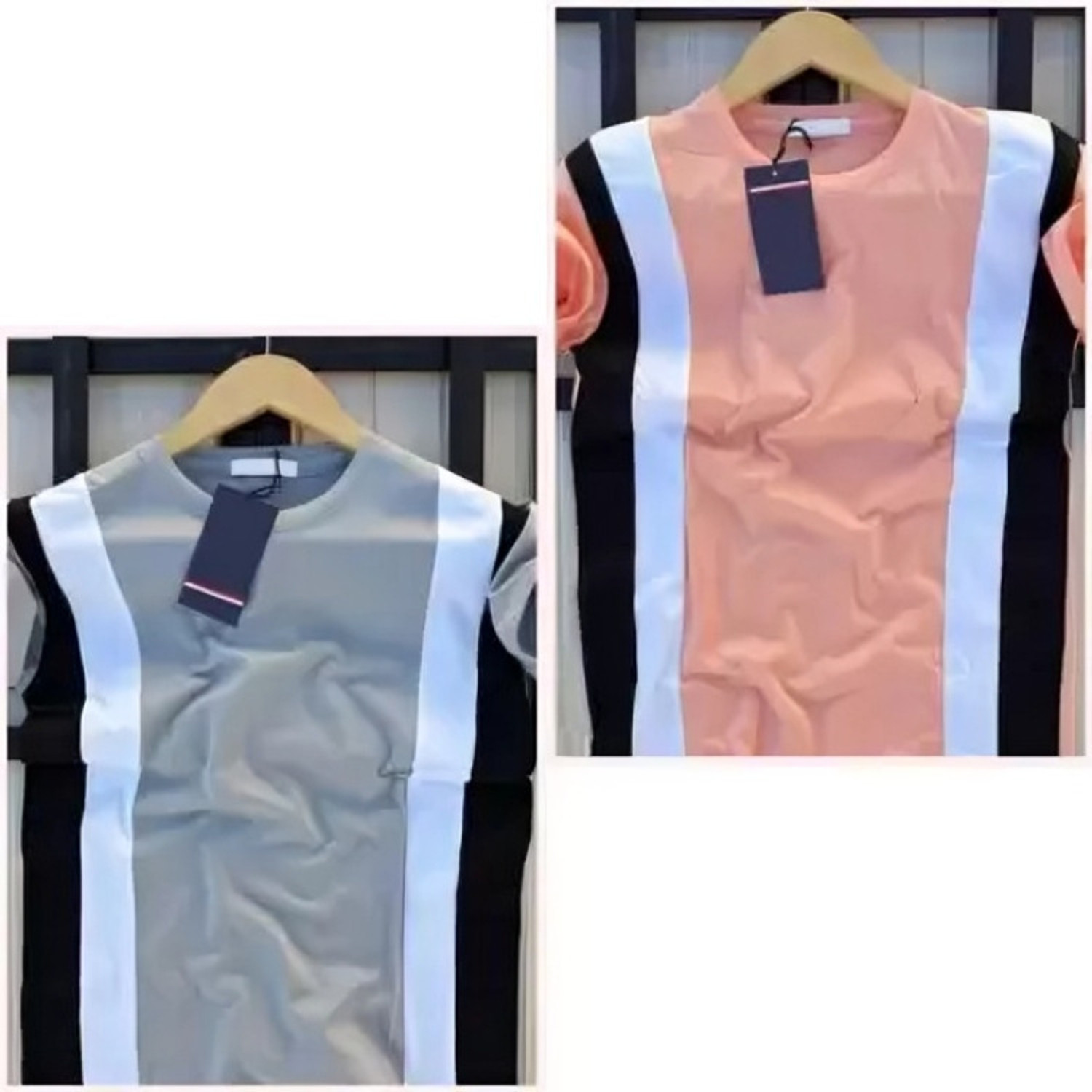 squareretails Color Block Men Pink, Grey T-Shirt