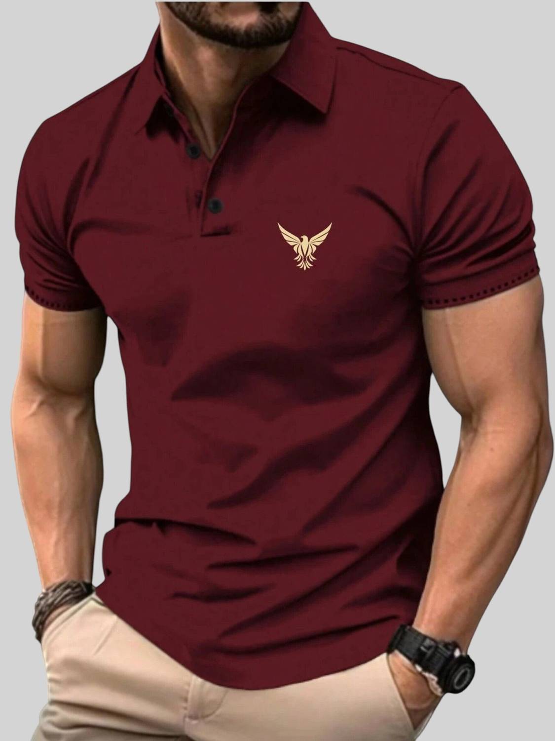 Tazo Color Block Men Maroon T-Shirt - Image 1
