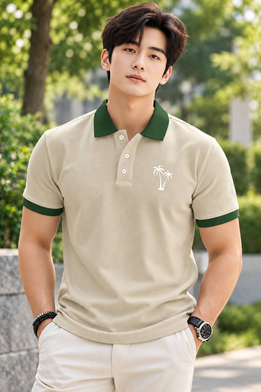 VOID & VOGUE Solid Men Beige T-Shirt - Image 1