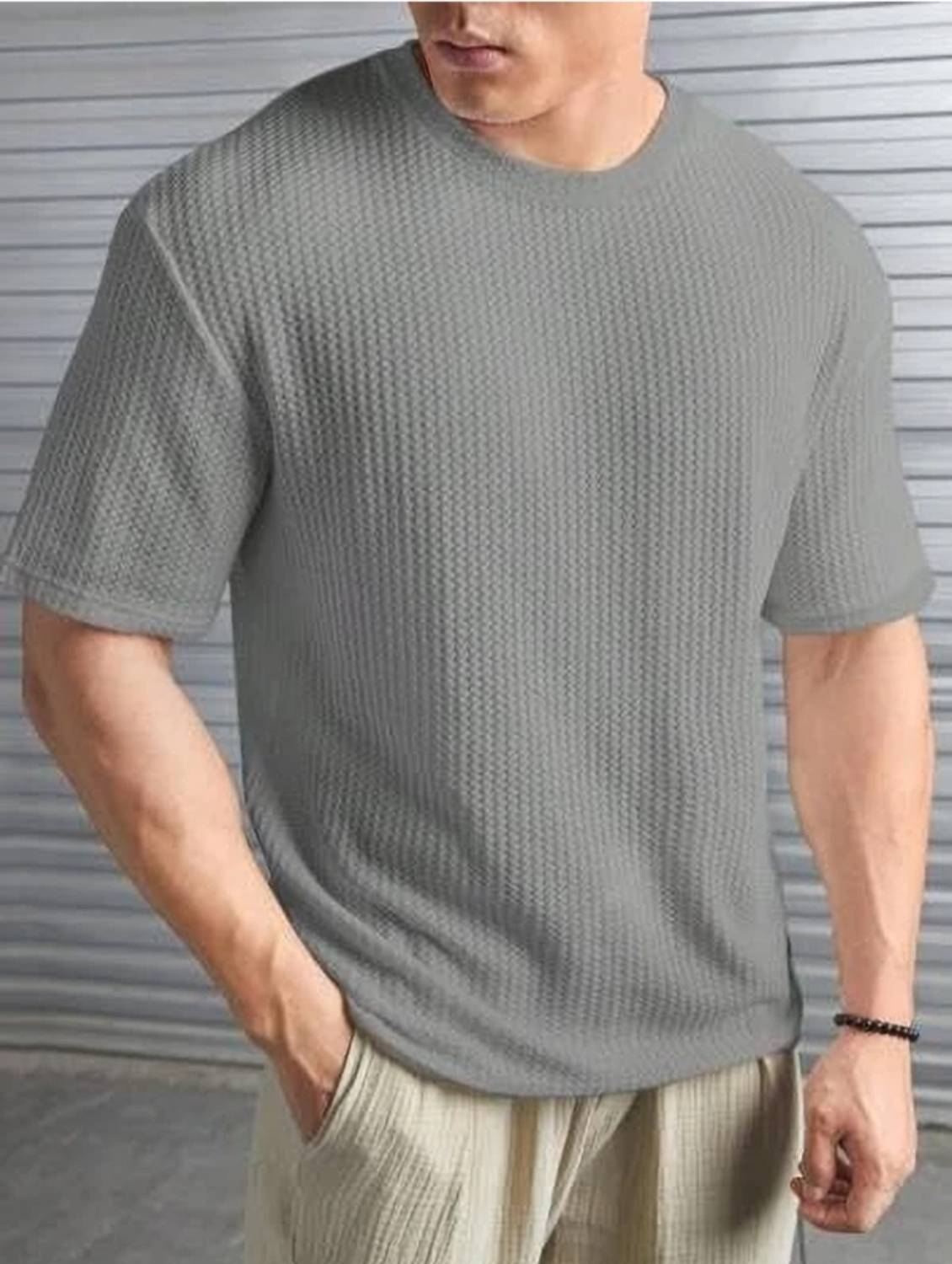 THE NEXT LEVEL Men Black, Grey T-Shirt - Image 4